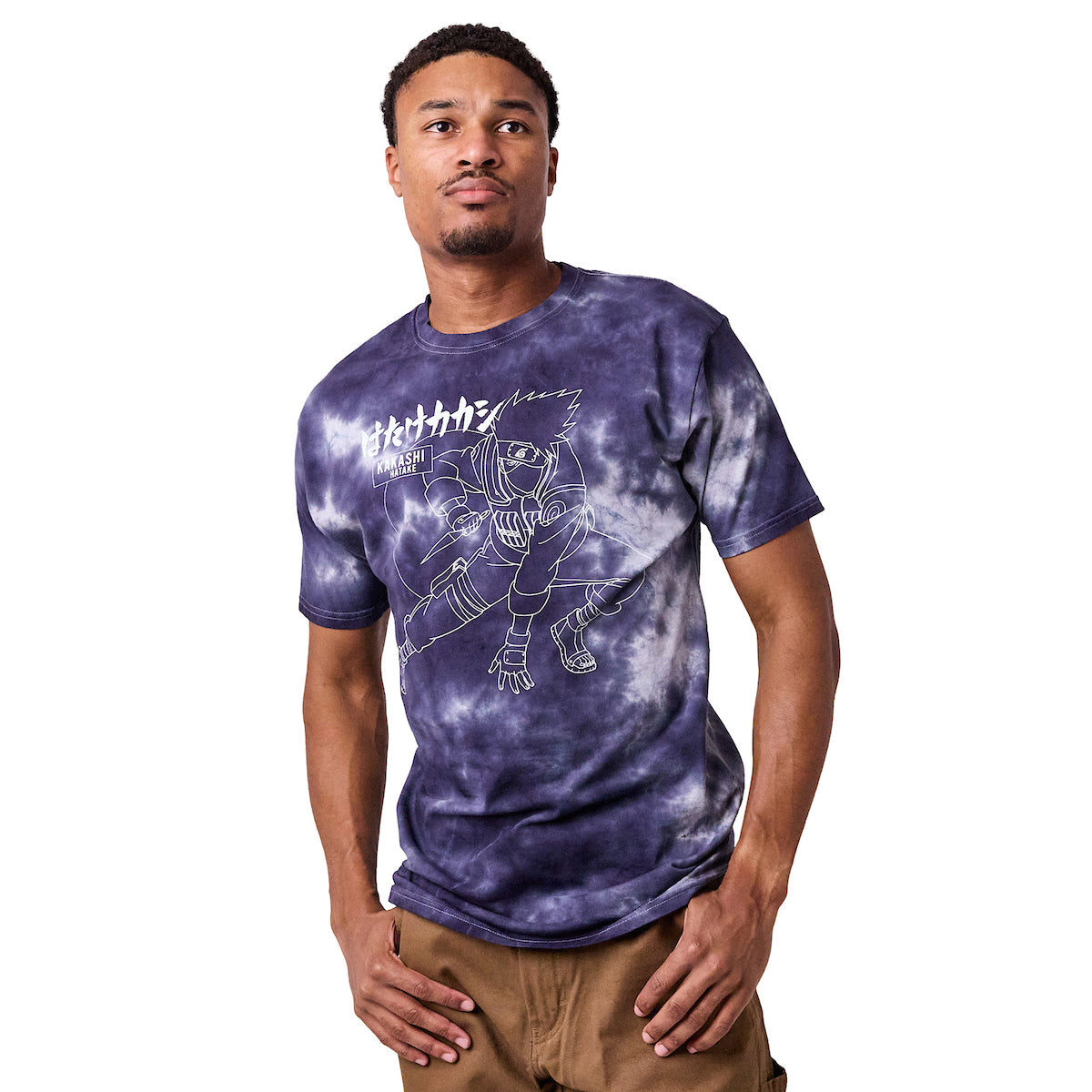 Naruto Shippuden Kanji Character Adult Navy Cloud Wash Short Sleeve Tee