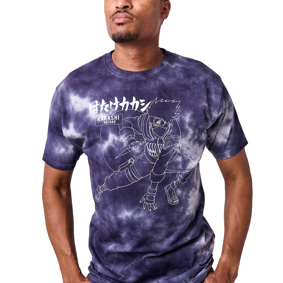 Naruto Shippuden Kanji Character Adult Navy Cloud Wash Short Sleeve Tee