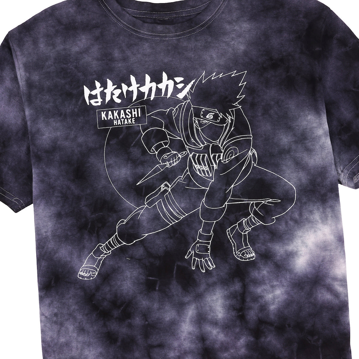 Naruto Shippuden Kanji Character Adult Navy Cloud Wash Short Sleeve Tee