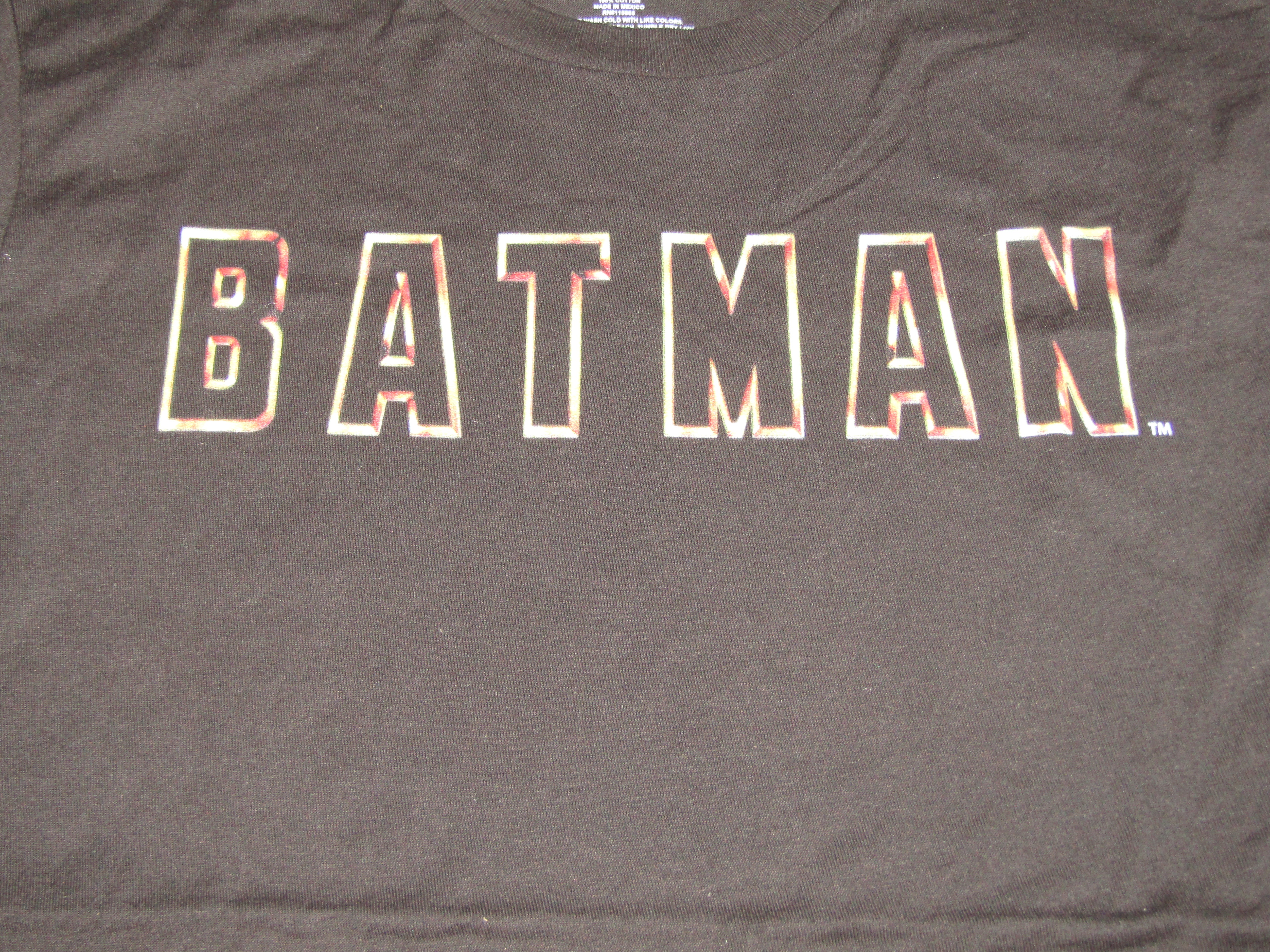 Gold Batman Block Letter Logo Men's Black T-shirt