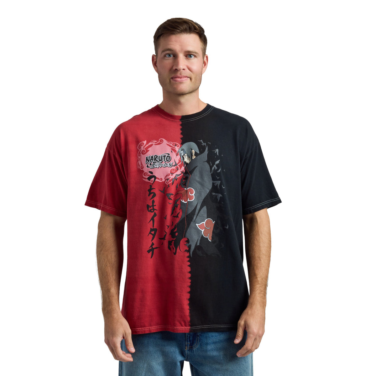 Naruto Shippuden Sasuke Akatsuki Split Dye Short Sleeve Tee