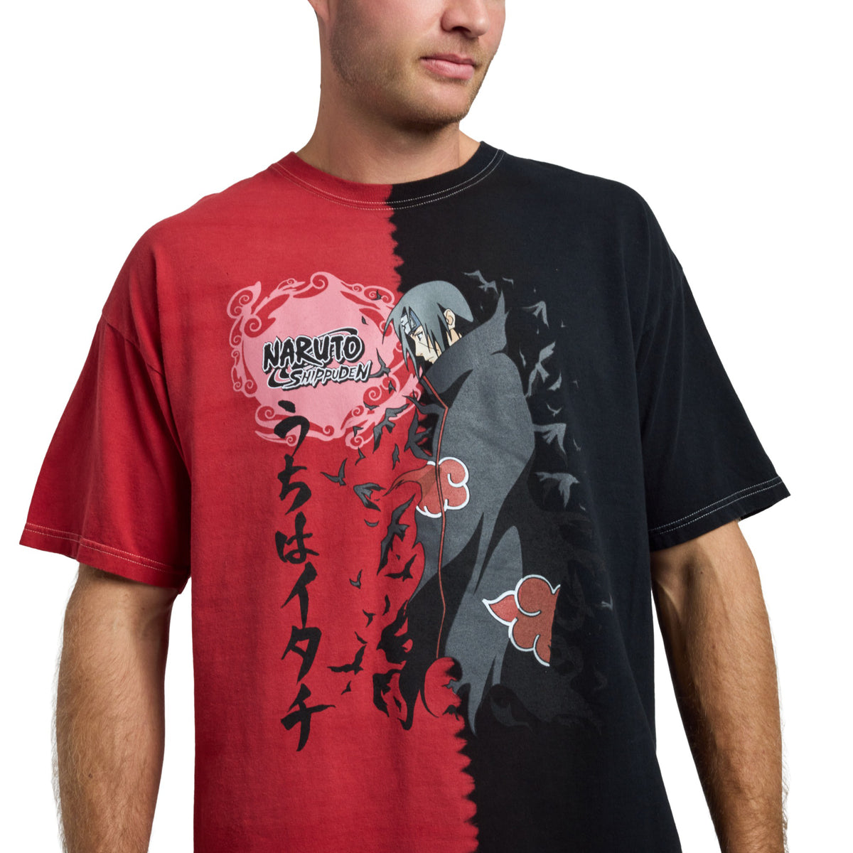 Naruto Shippuden Sasuke Akatsuki Split Dye Short Sleeve Tee