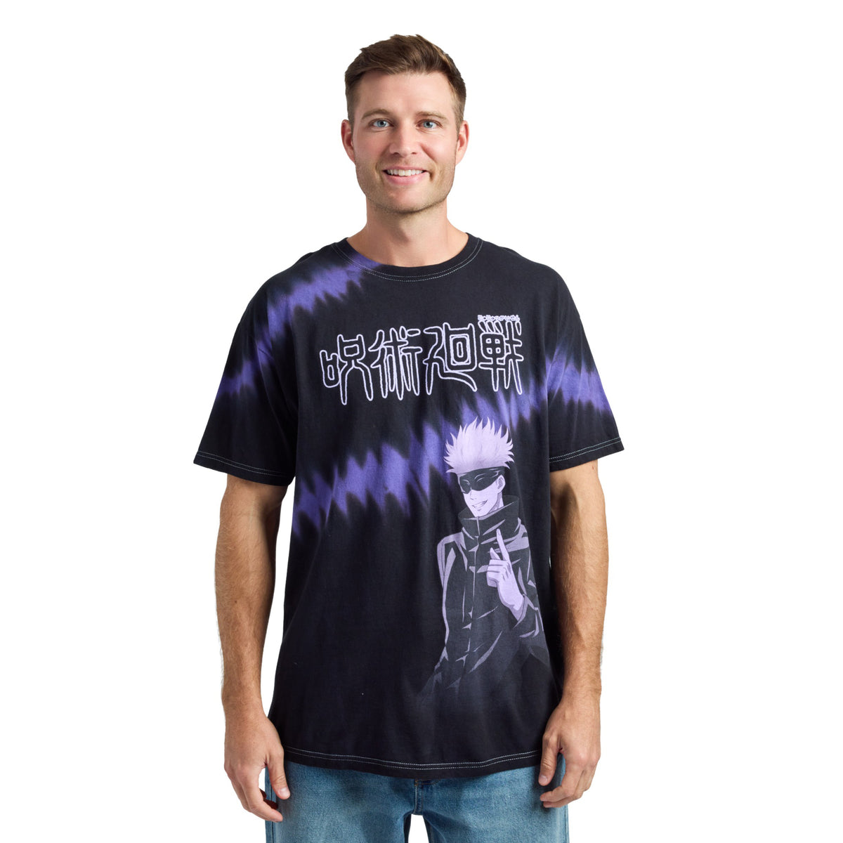 Jujutsu Kaisen Gojo Monochromatic Logo Purple Wash Tee