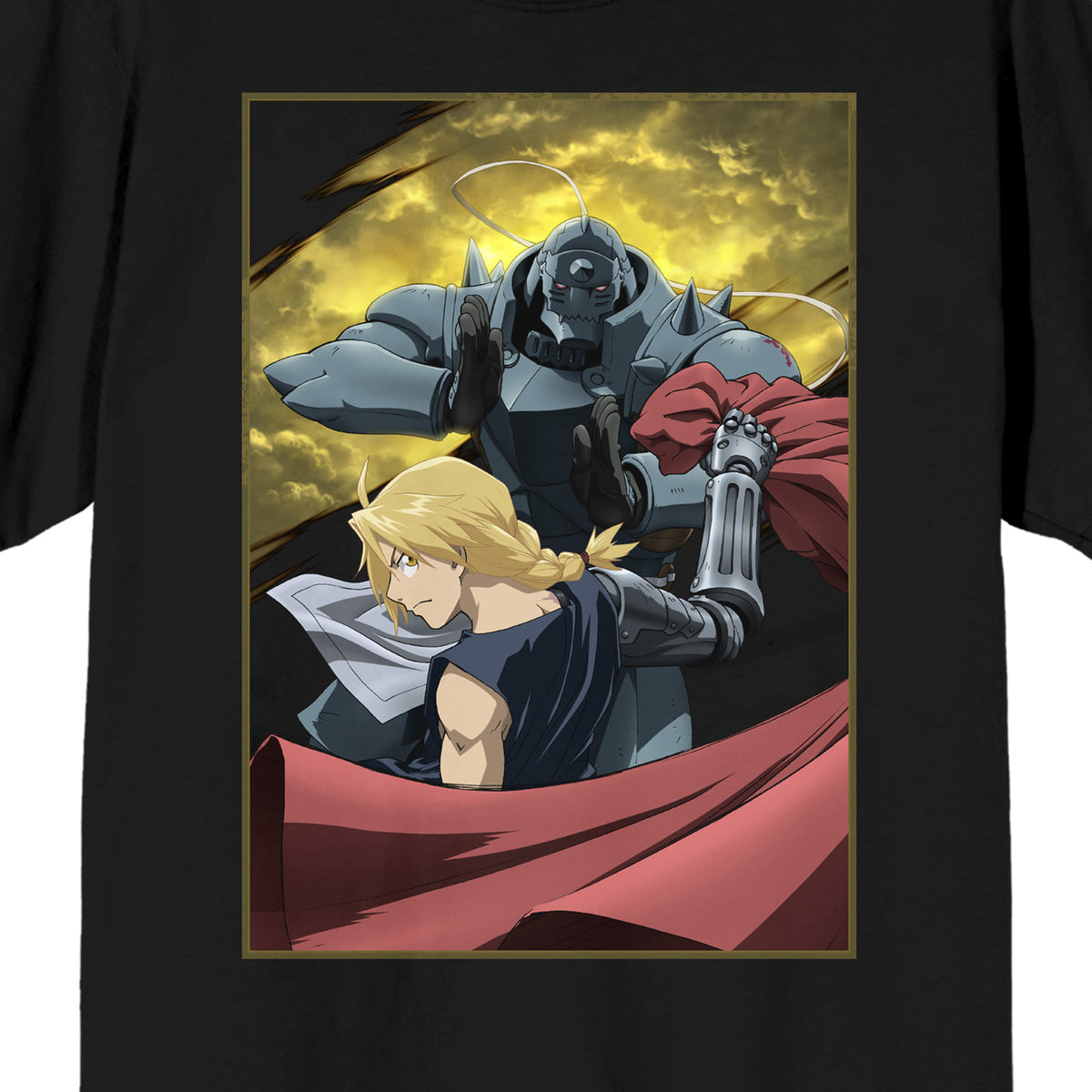 Fullmetal Alchemist Brotherhood Alphonse & Elric Crew Neck Short Sleeve Men's Black T-shirt