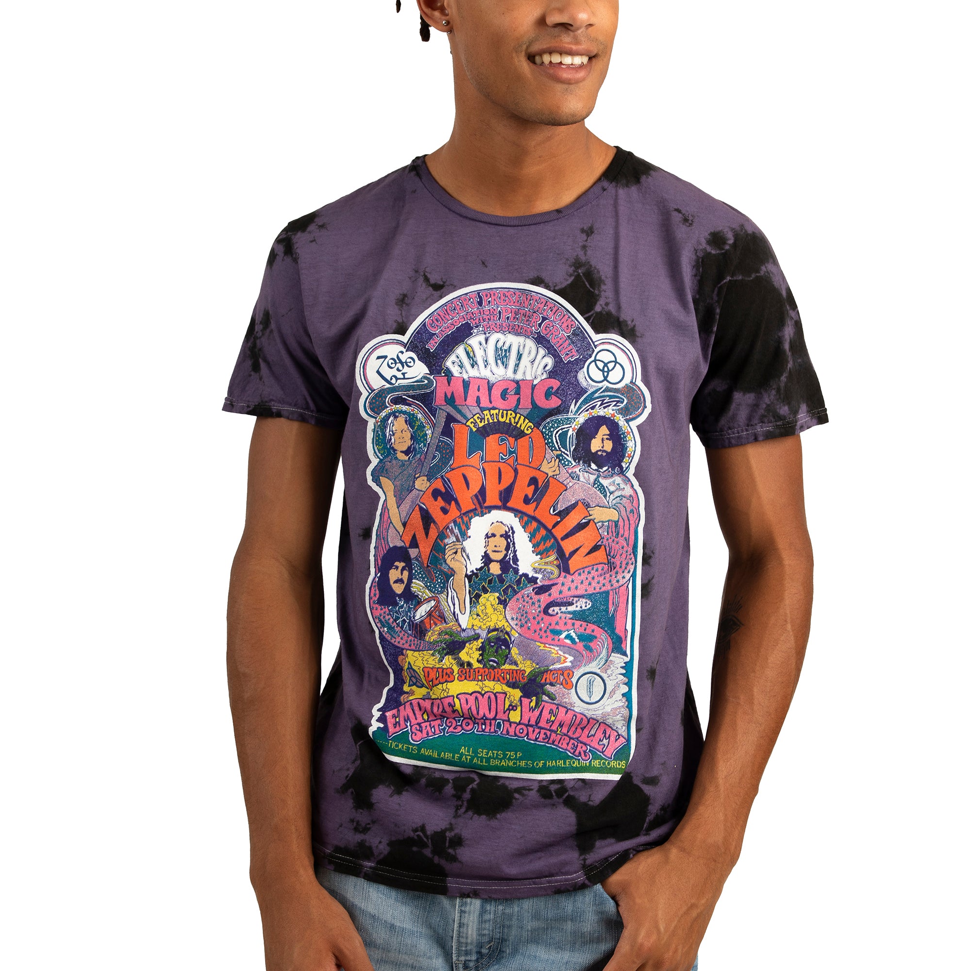 Led Zeppelin Electric Magic Colors T-Shirt - Sparse Purple Black Cloud Wash