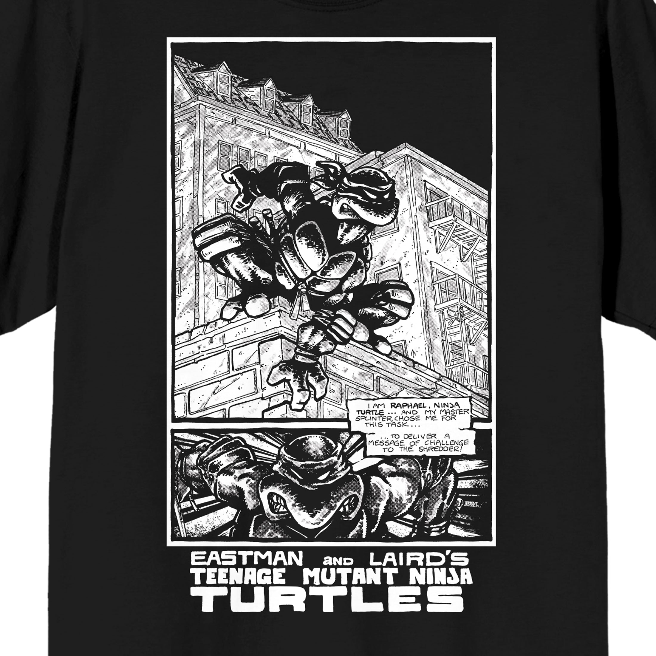 TMNT Comic Origins Raphael Comic Art Men's Black Short Sleeve Crew Neck Tee