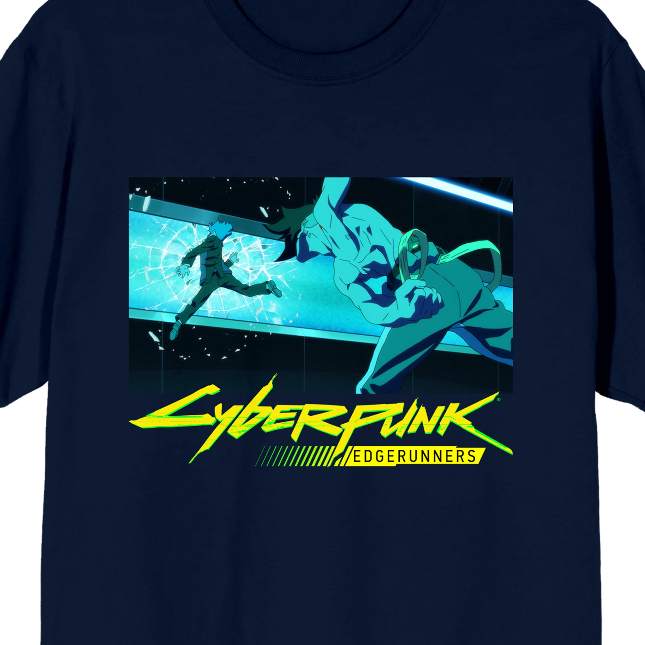 Cyberpunk Edgerunners David Martinez Punch Crew Neck Short Sleeve Navy Men's T-shirt