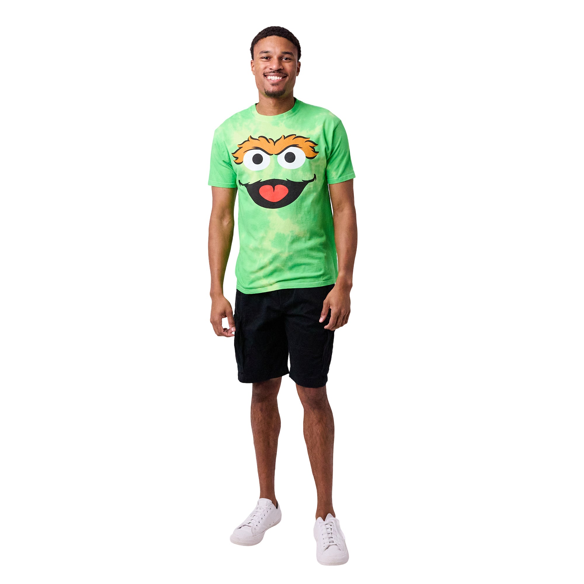 Sesame Street Oscar the Grouch Adult Green Tie Dye Short Sleeve Tee