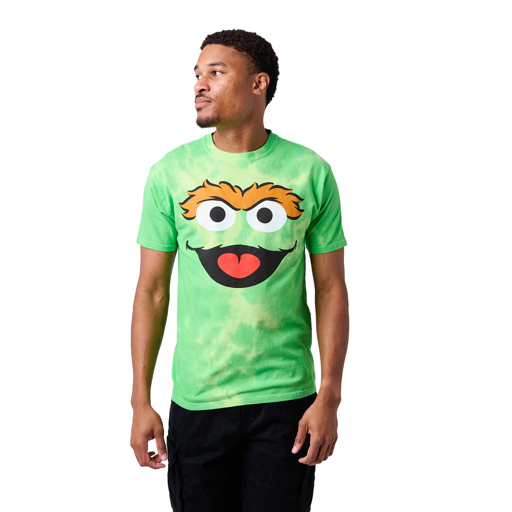Sesame Street Oscar the Grouch Adult Green Tie Dye Short Sleeve Tee