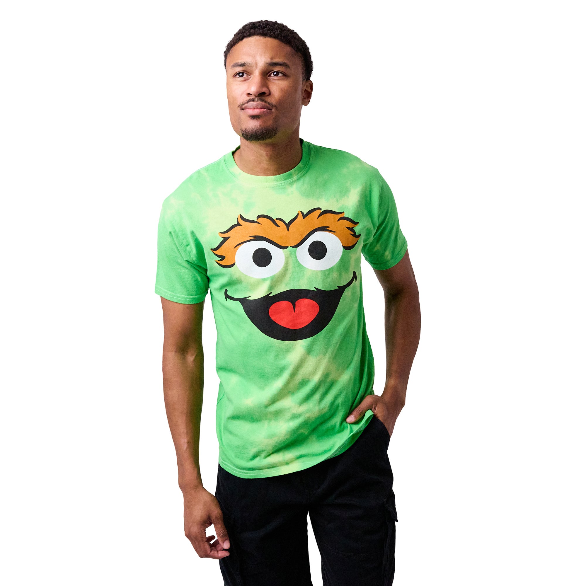 Sesame Street Oscar the Grouch Adult Green Tie Dye Short Sleeve Tee