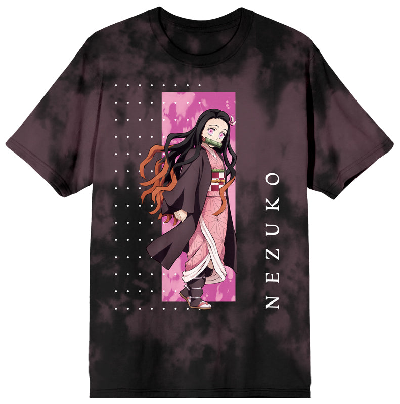Demon Slayer Nezuko Purple Wash Graphic Tee Shirt for Men
