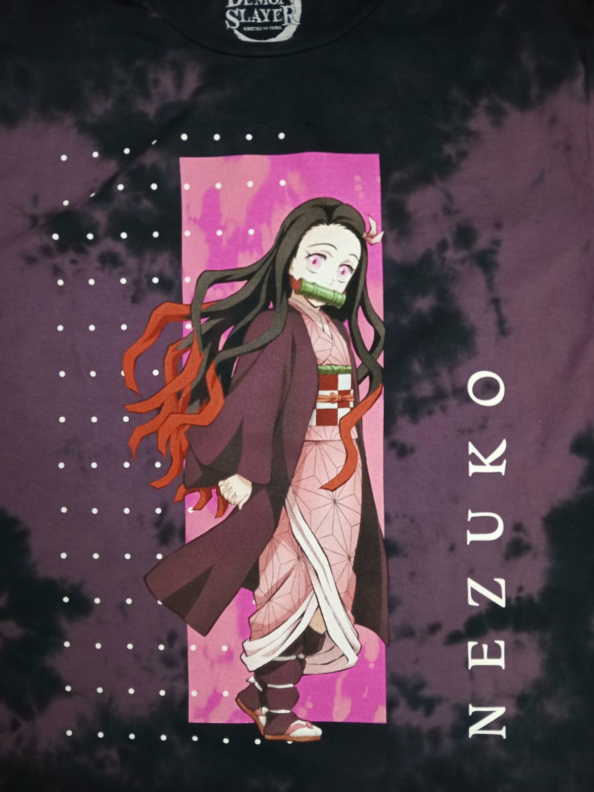 Demon Slayer Nezuko Purple Wash Graphic Tee Shirt for Men
