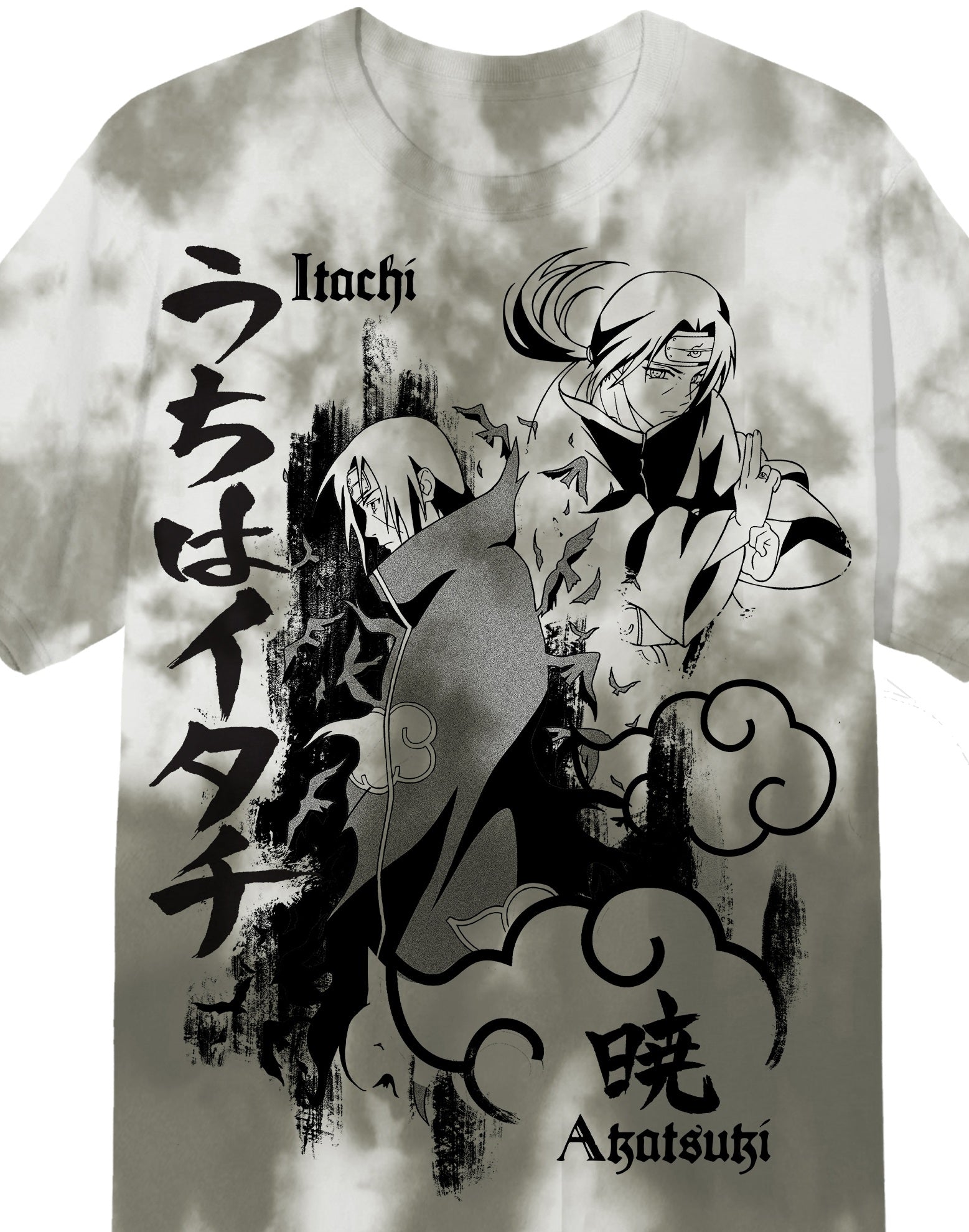 Naruto Oversize Itachi Adult Gray Wash Short Sleeve Tee