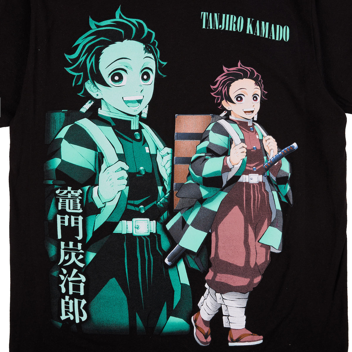 Demon Slayer Oversized Tanjiro Graphics Crew Neck Short Sleeve Men's Black T-shirt