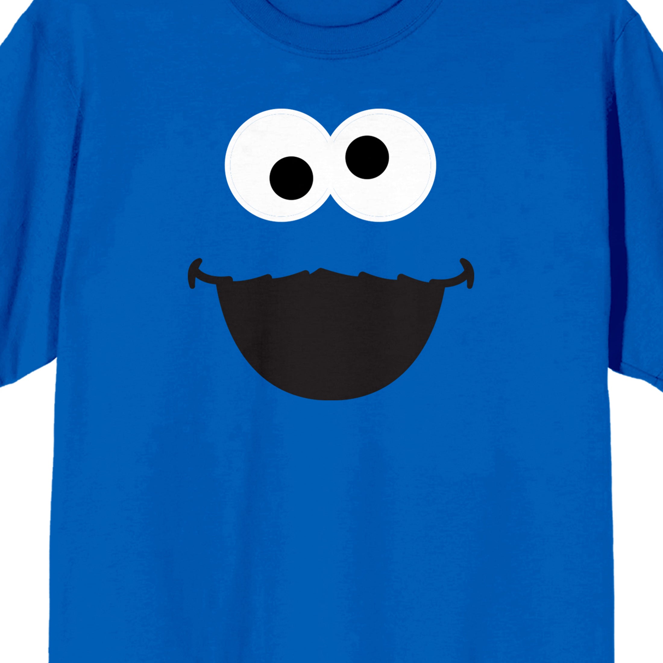 Sesame Street Cookie Monster Face Crew Neck Short Sleeve Men's Royal Blue T-shirt