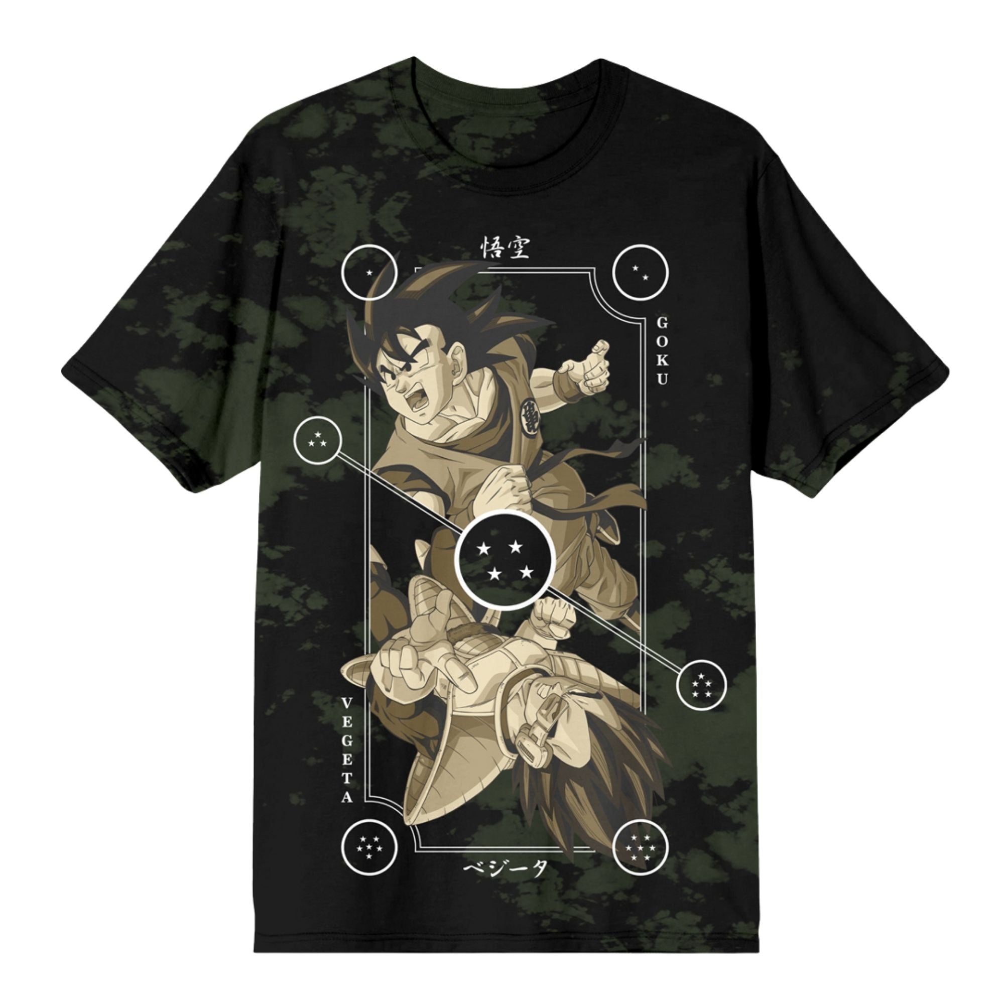 Dragon Ball Z Goku Vegeta Playing Card Wash Tee Shirt for Men