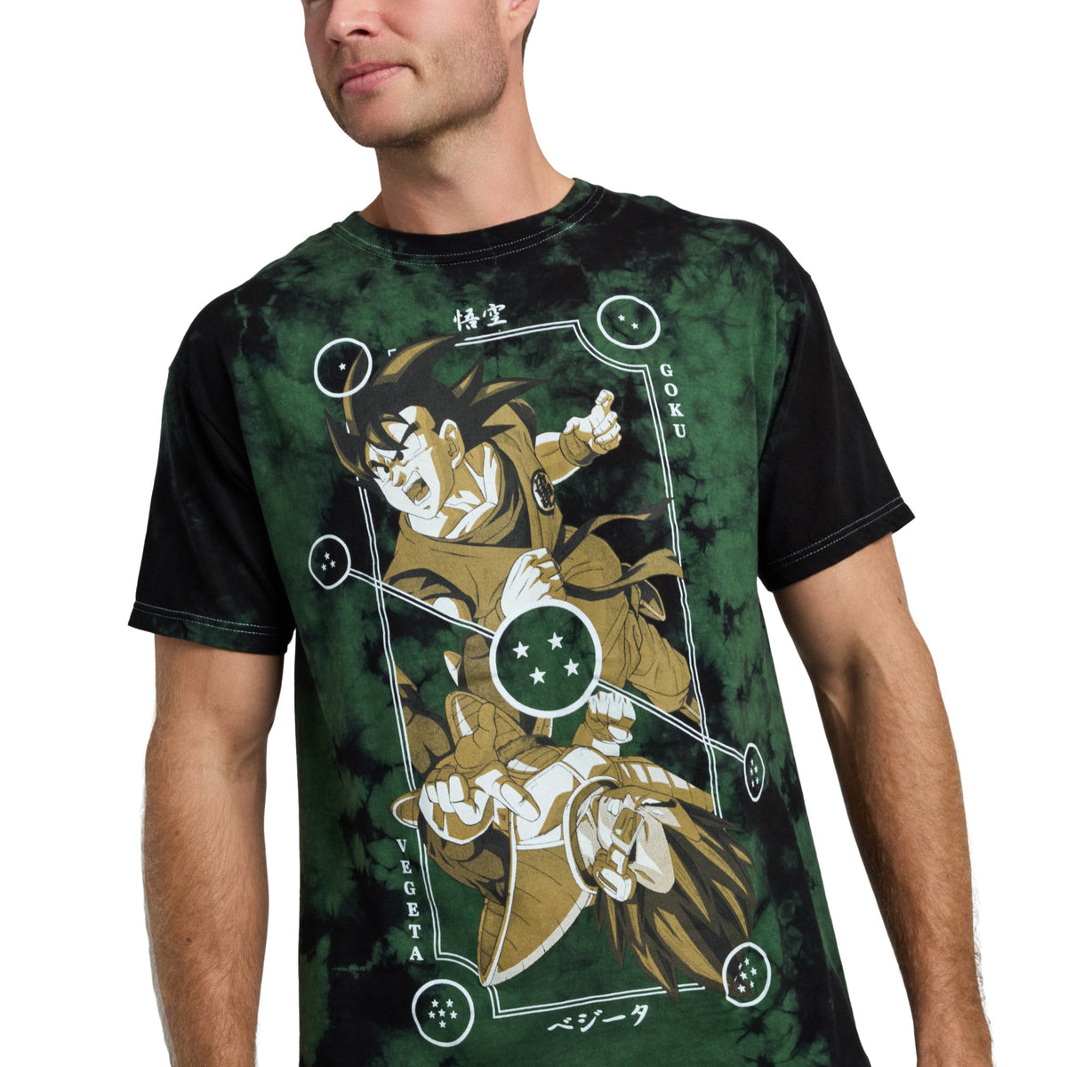 Dragon Ball Z Goku Vegeta Playing Card Wash Tee Shirt for Men