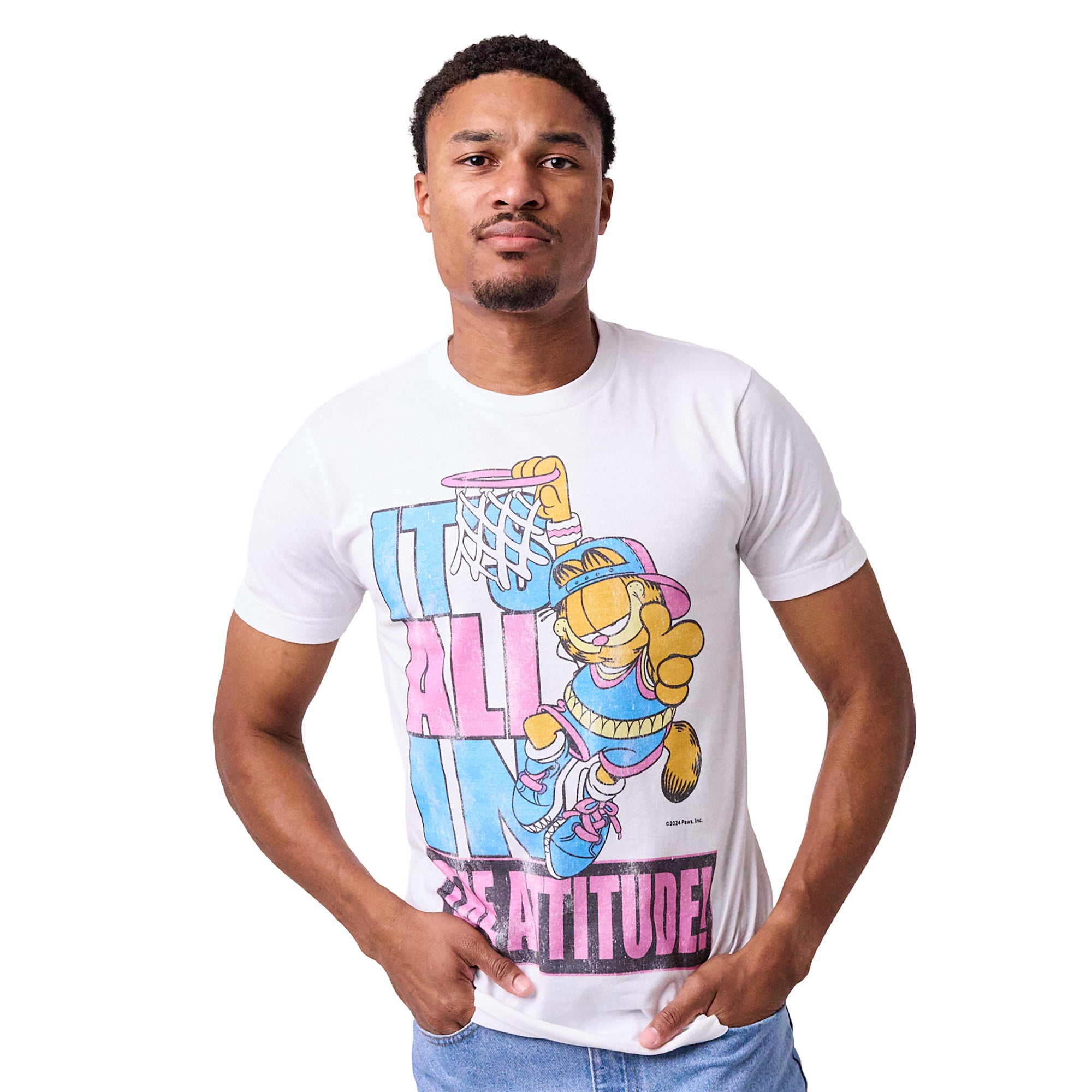 Garfield It's All In The Attitude Men's White Crew Neck Short Sleeve T-shirt