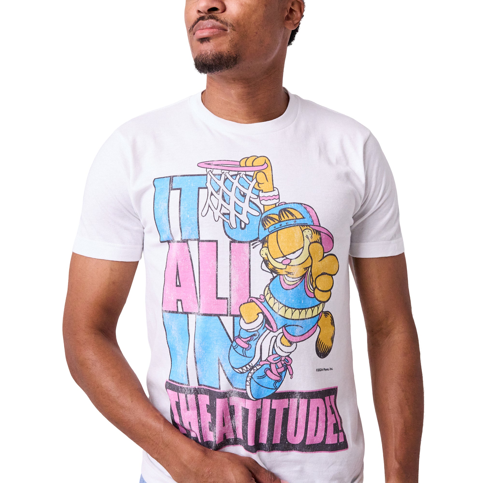 Garfield It's All In The Attitude Men's White Crew Neck Short Sleeve T-shirt