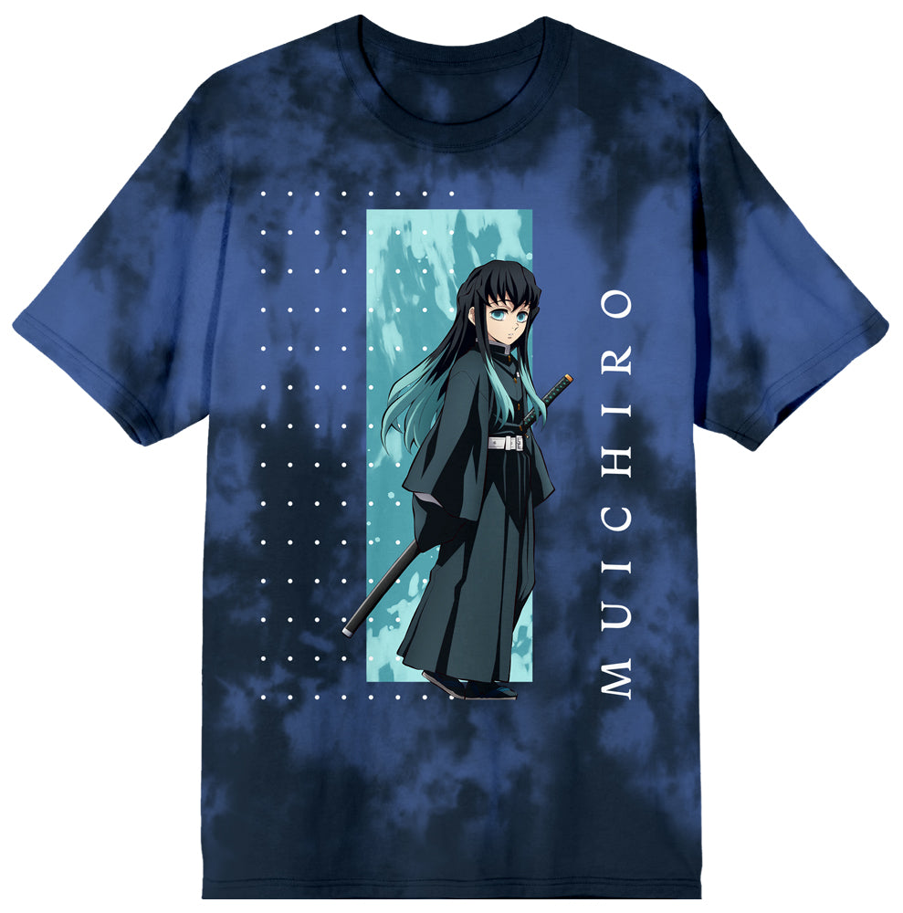 Demon Slayer Muichiro Blue Wash Graphic Tee Shirt for Men