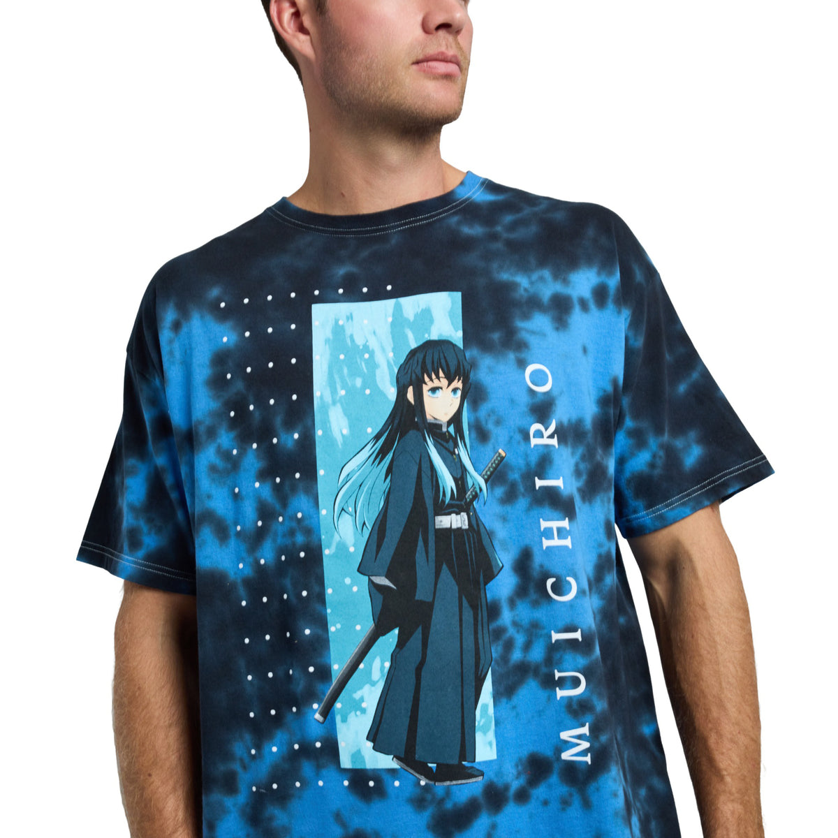 Demon Slayer Muichiro Blue Wash Graphic Tee Shirt for Men