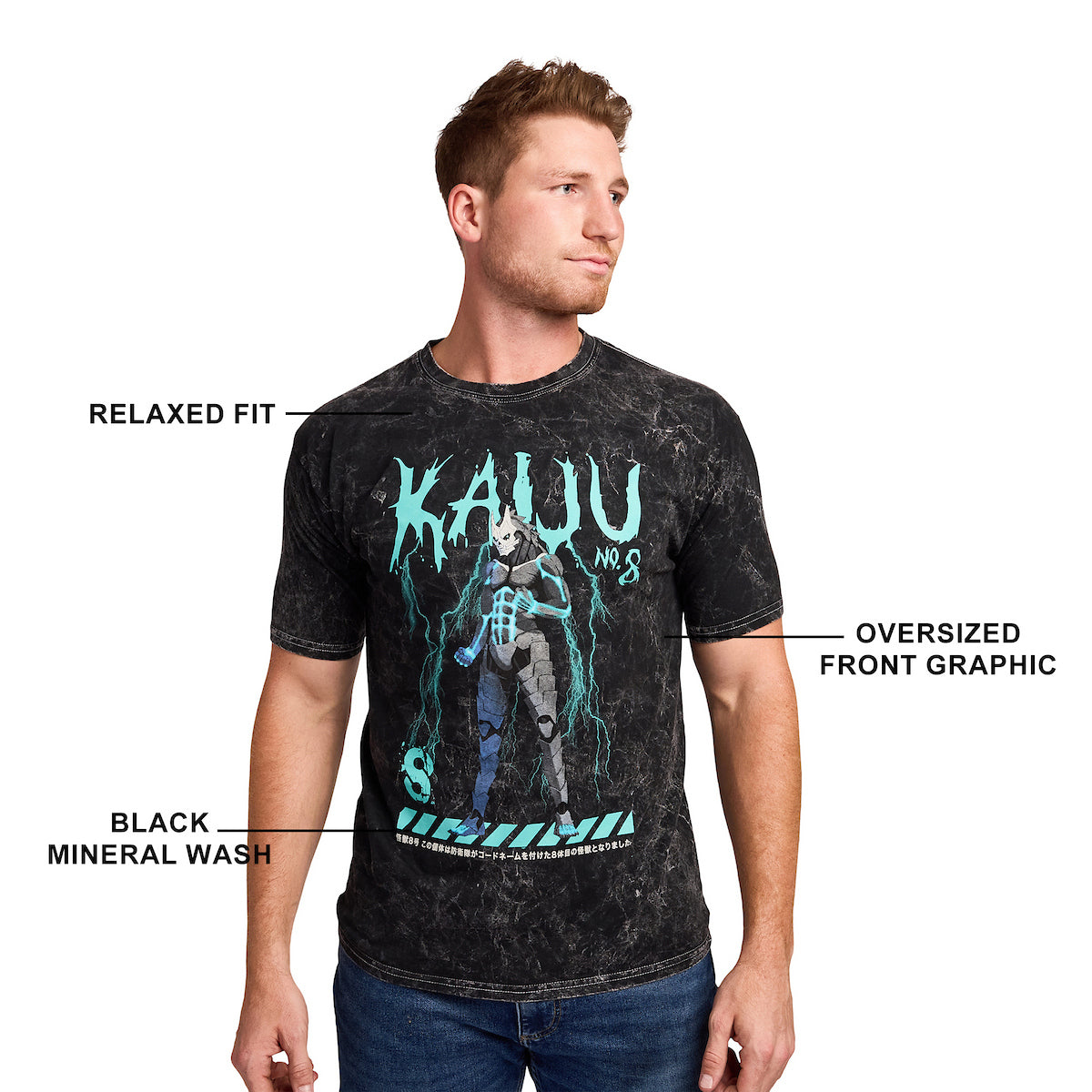Kaiju No. 8 Kauu Men's Black Cloud Wash Short Sleeve Tee