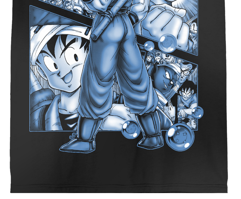 Dragon Ball Oversize Goku Blue Poster Art Crew Neck Short Sleeve Men's Black T-shirt