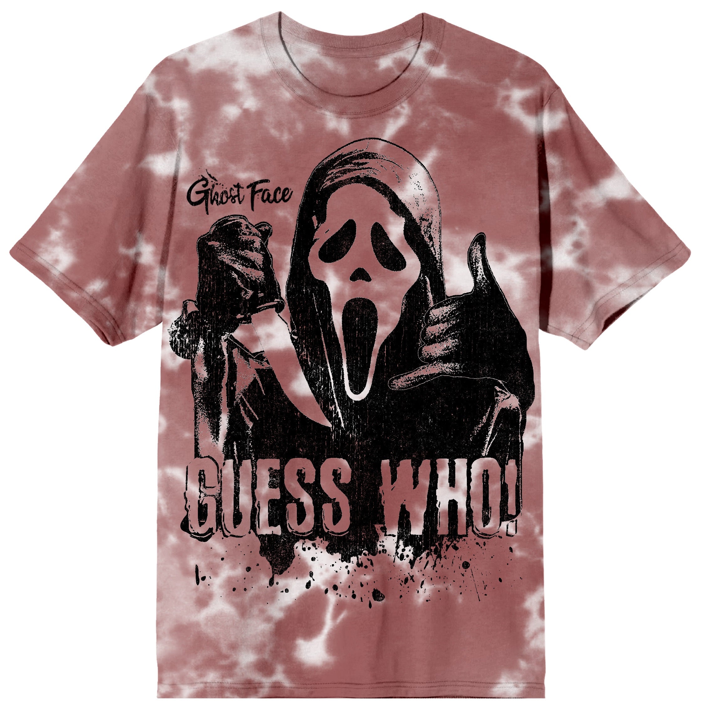 Ghost Face "Guess Who?" Adult Cloud Wash Short Sleeve Tee