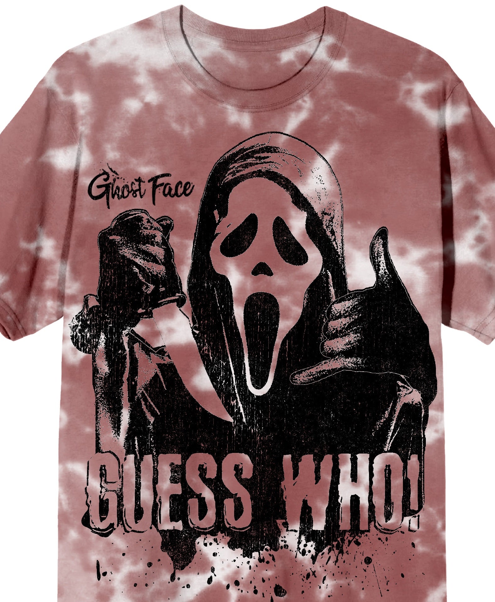Ghost Face "Guess Who?" Adult Cloud Wash Short Sleeve Tee