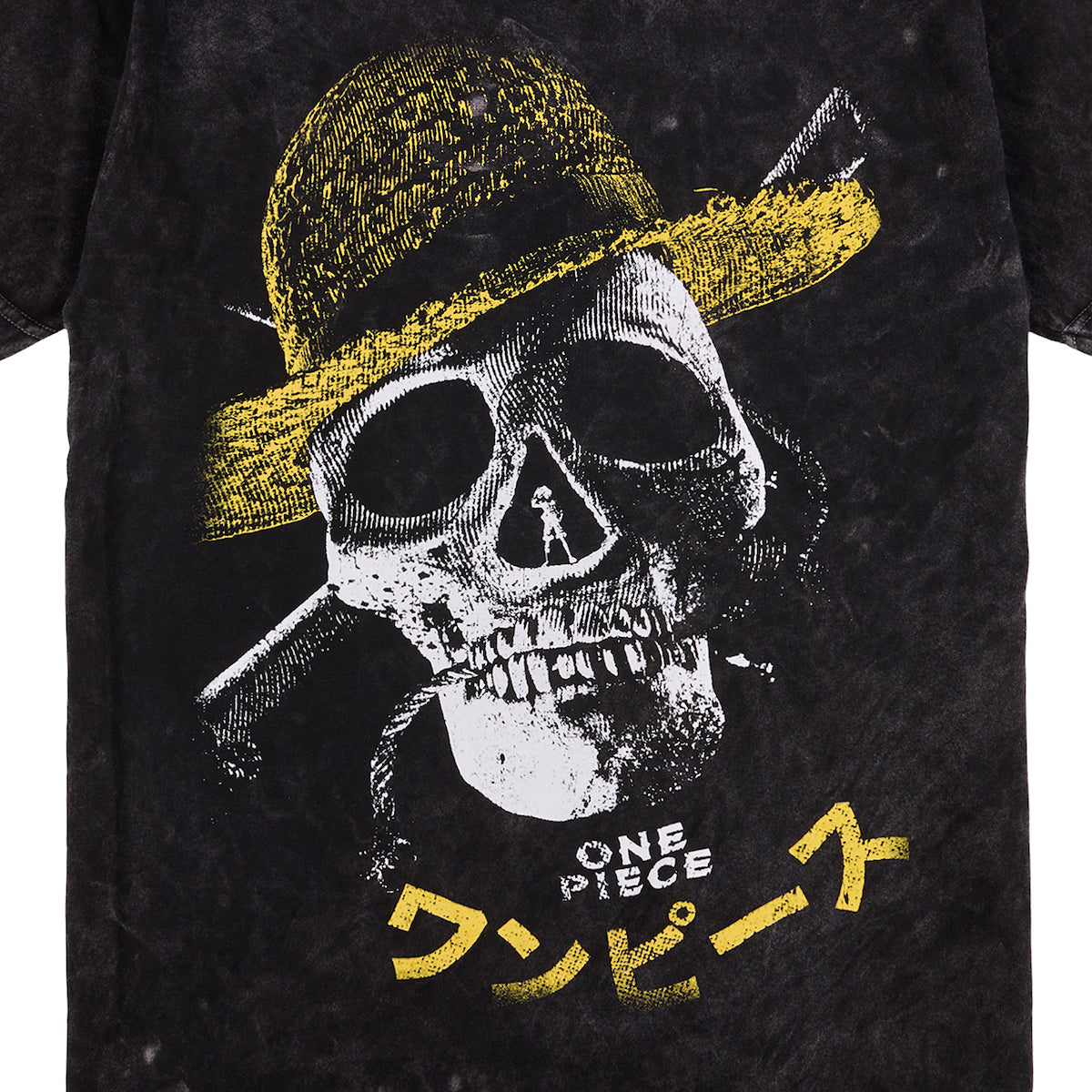 One Piece Live Action Oversized Straw Hat Skull & Crossbones Crew Neck Short Sleeve Men's Black T-shirt