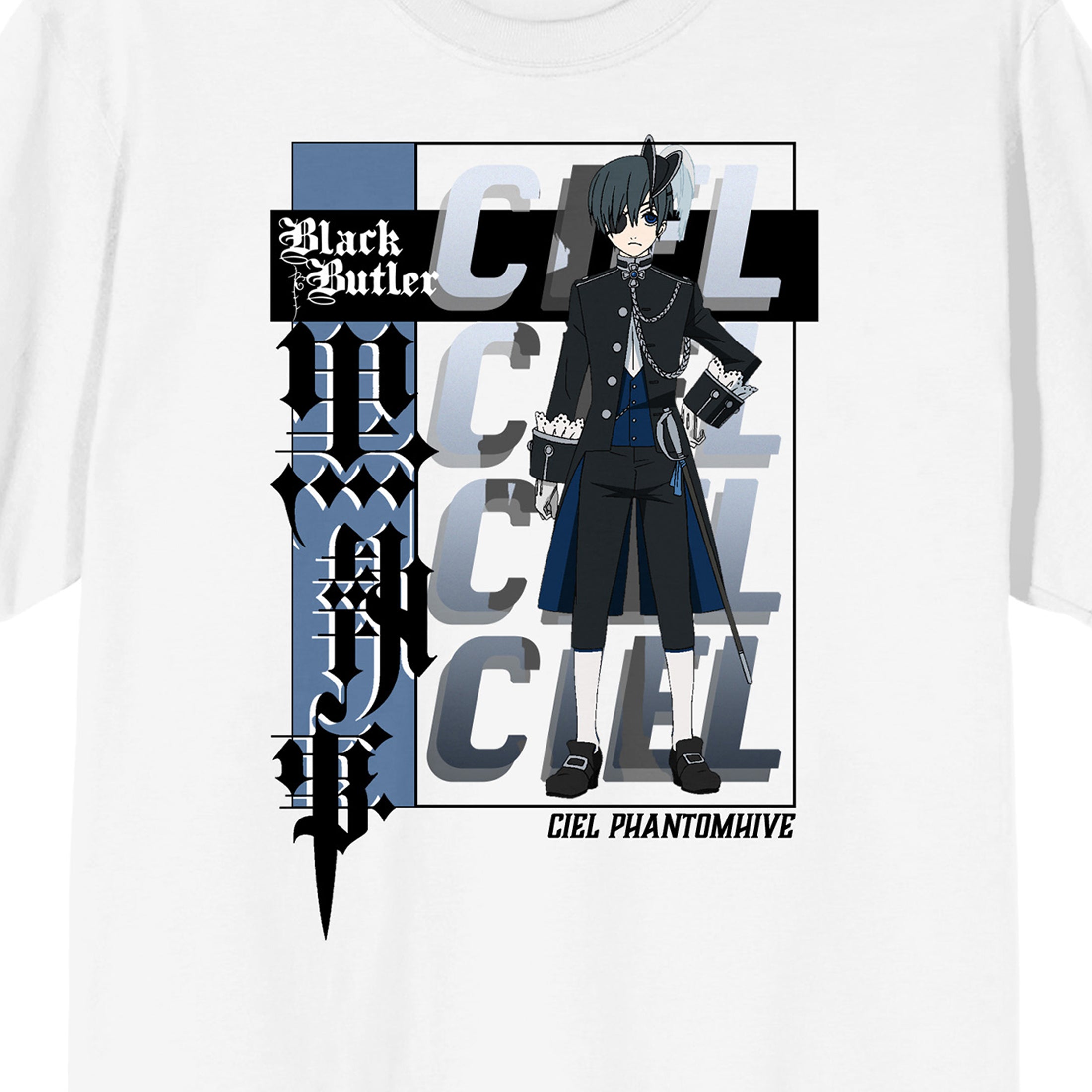 Black Butler Ciel Men's White Short Sleeve Tee