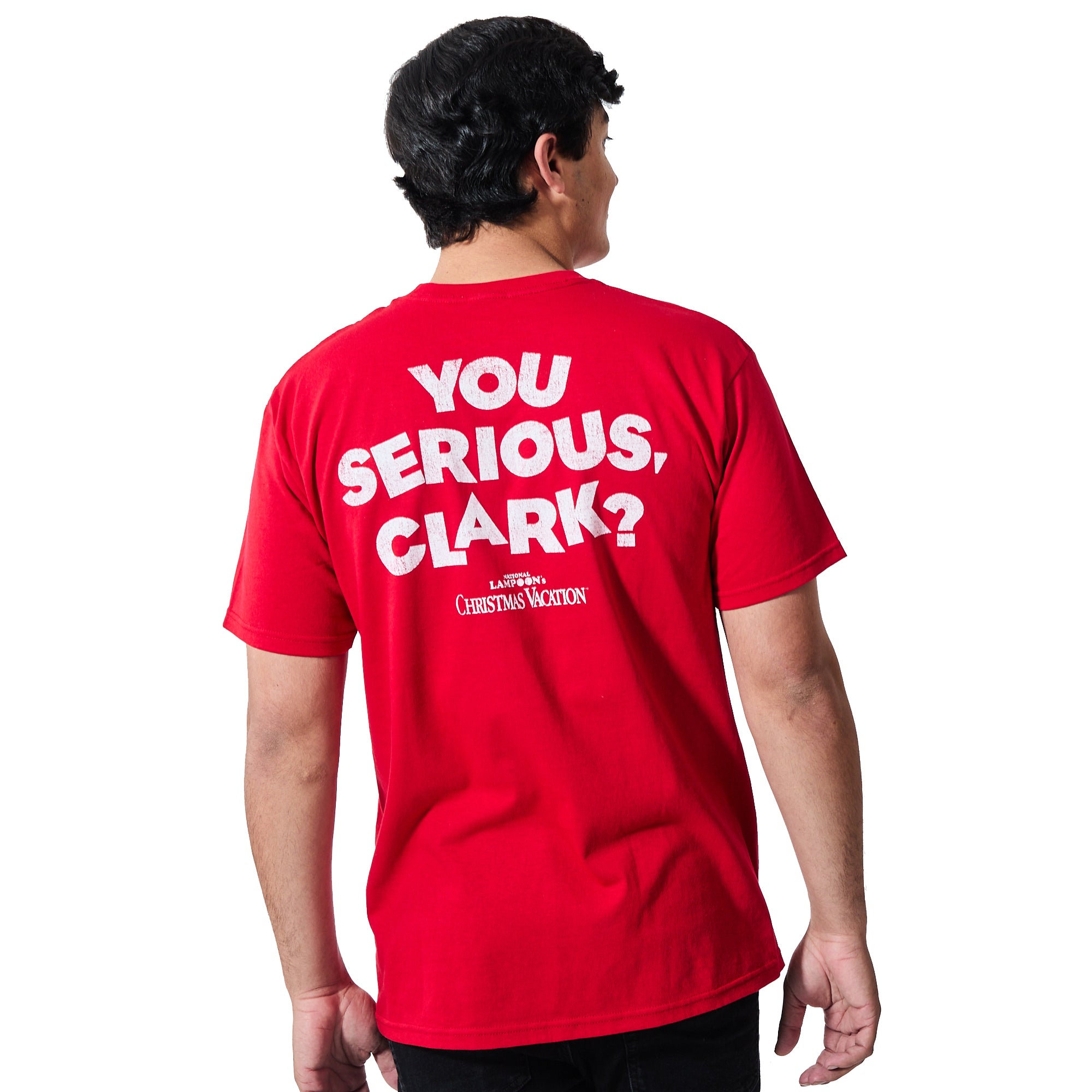 National Lampoon's Christmas Vacation Merry Clarkmas Men's Red Crew Neck Short Sleeve T-shirt