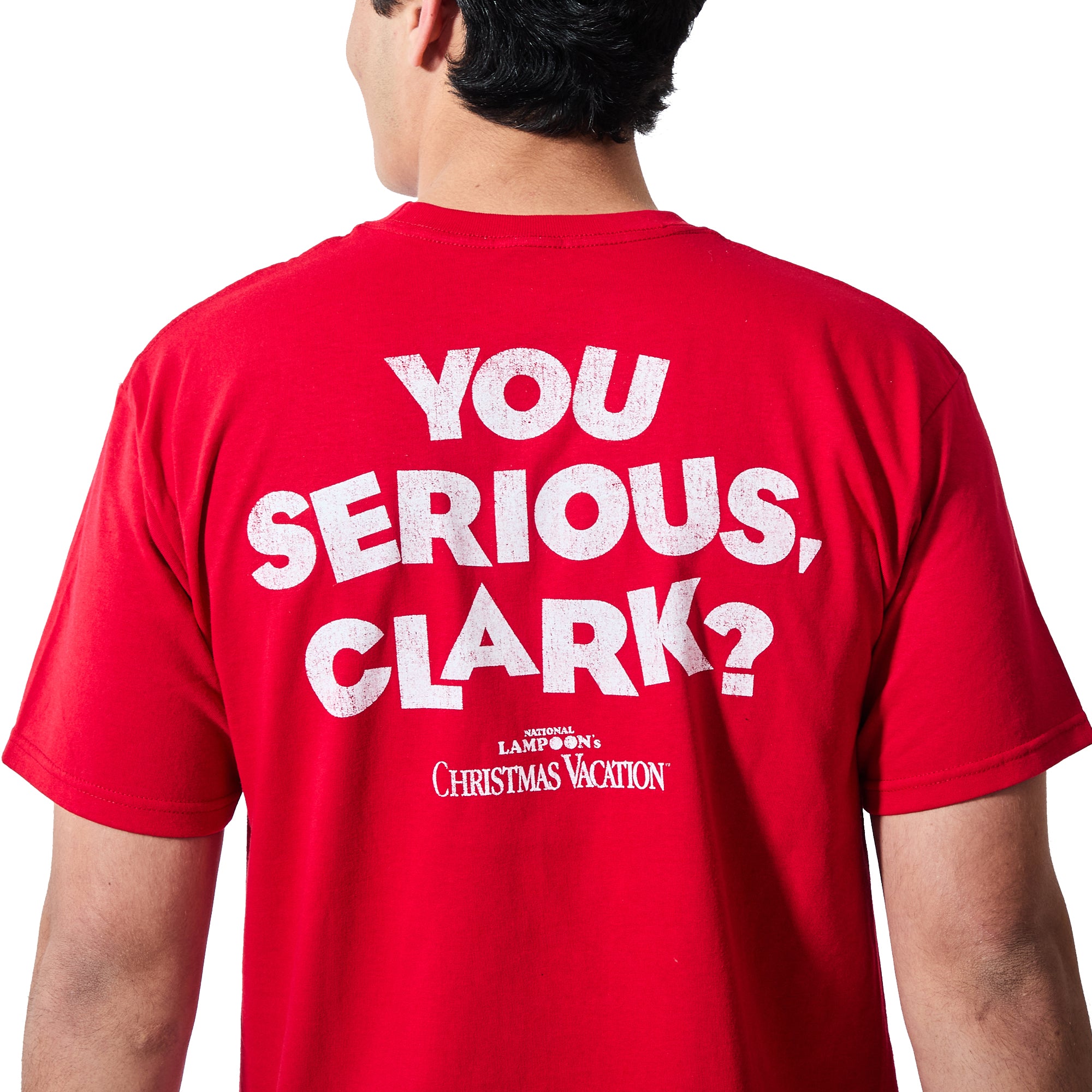National Lampoon's Christmas Vacation Merry Clarkmas Men's Red Crew Neck Short Sleeve T-shirt