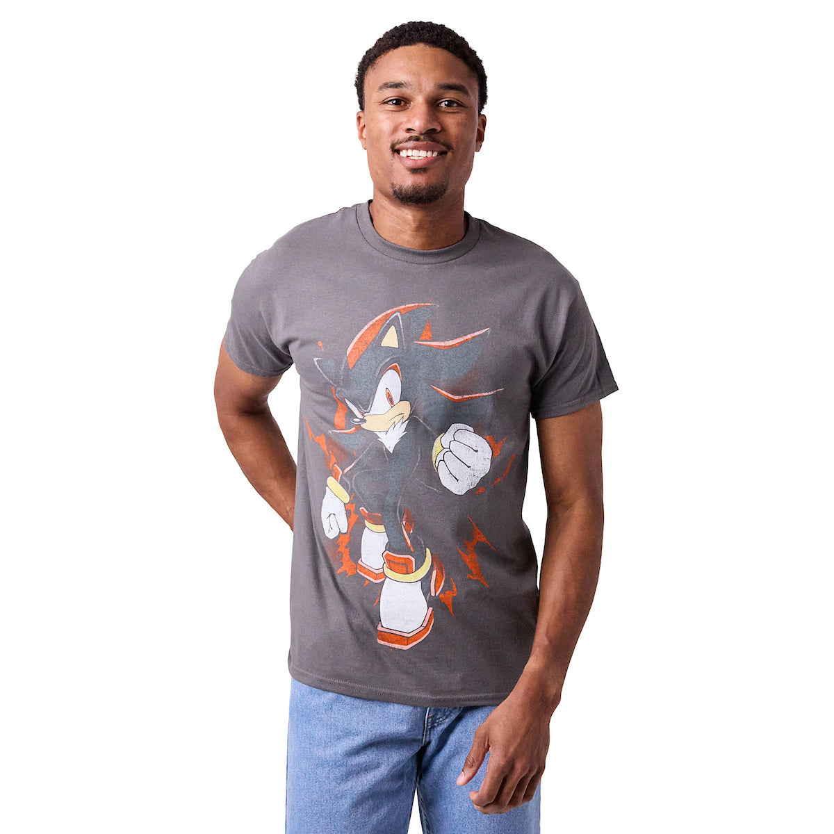 Sonic the Hedgehog Shadow Vintage Adult Black Crew Neck Short Sleeve Tee