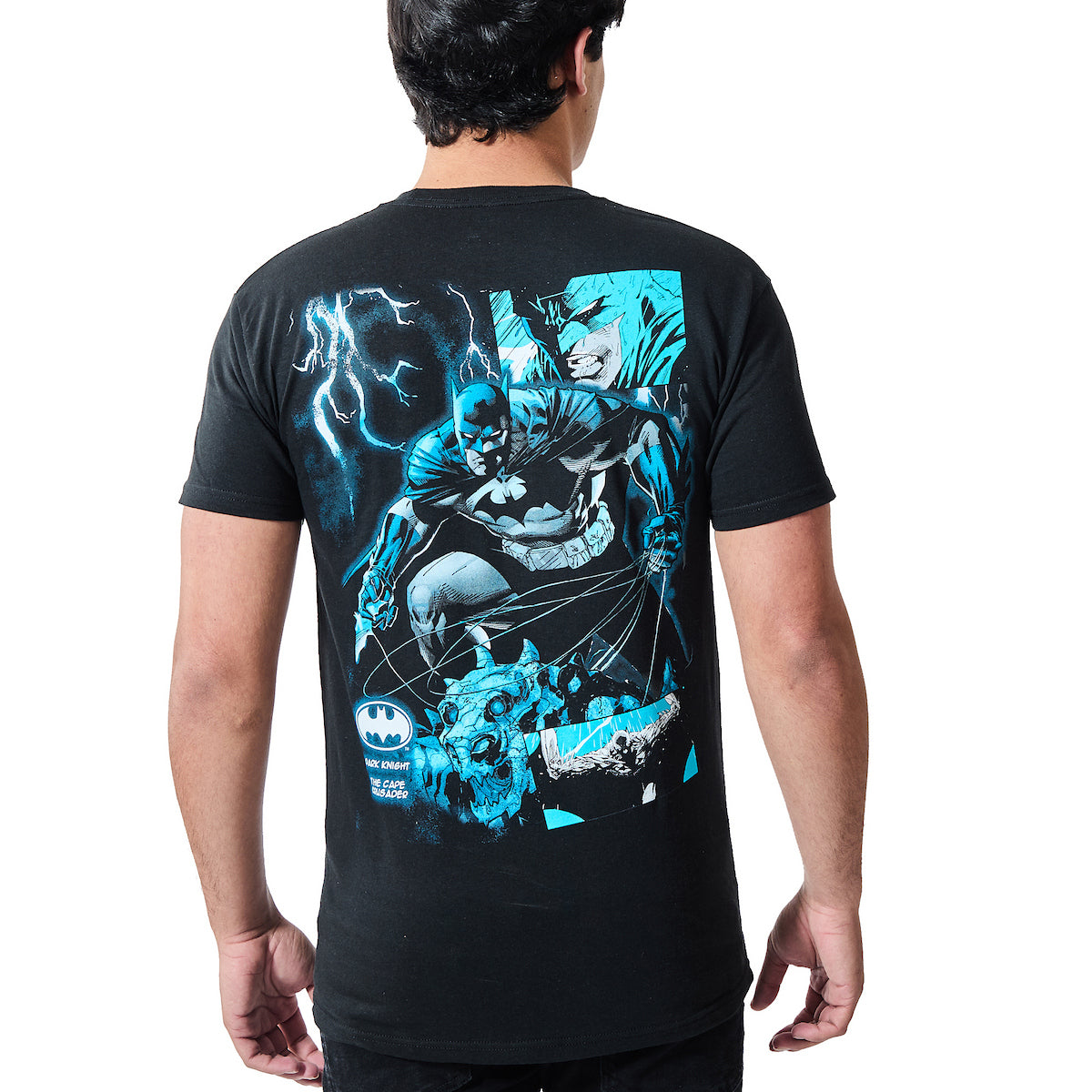 Batman Fighting Dragon Men's Black Crew Neck Short Sleeve T-shirt