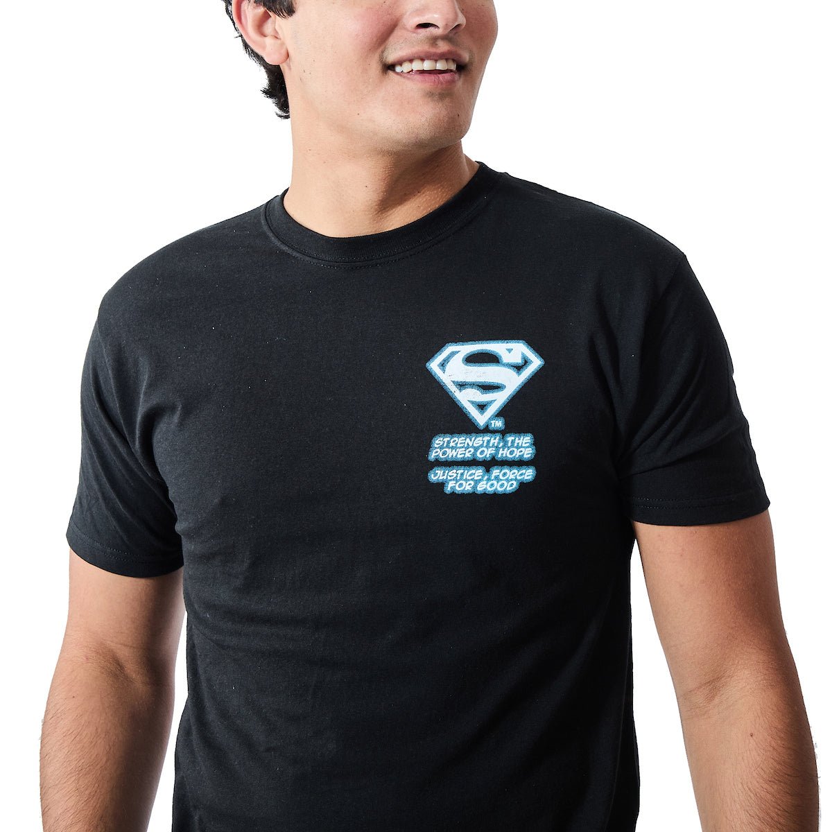 Superman Lightning Oversized Graphic Men's Black Crew Neck Short Sleeve T-shirt