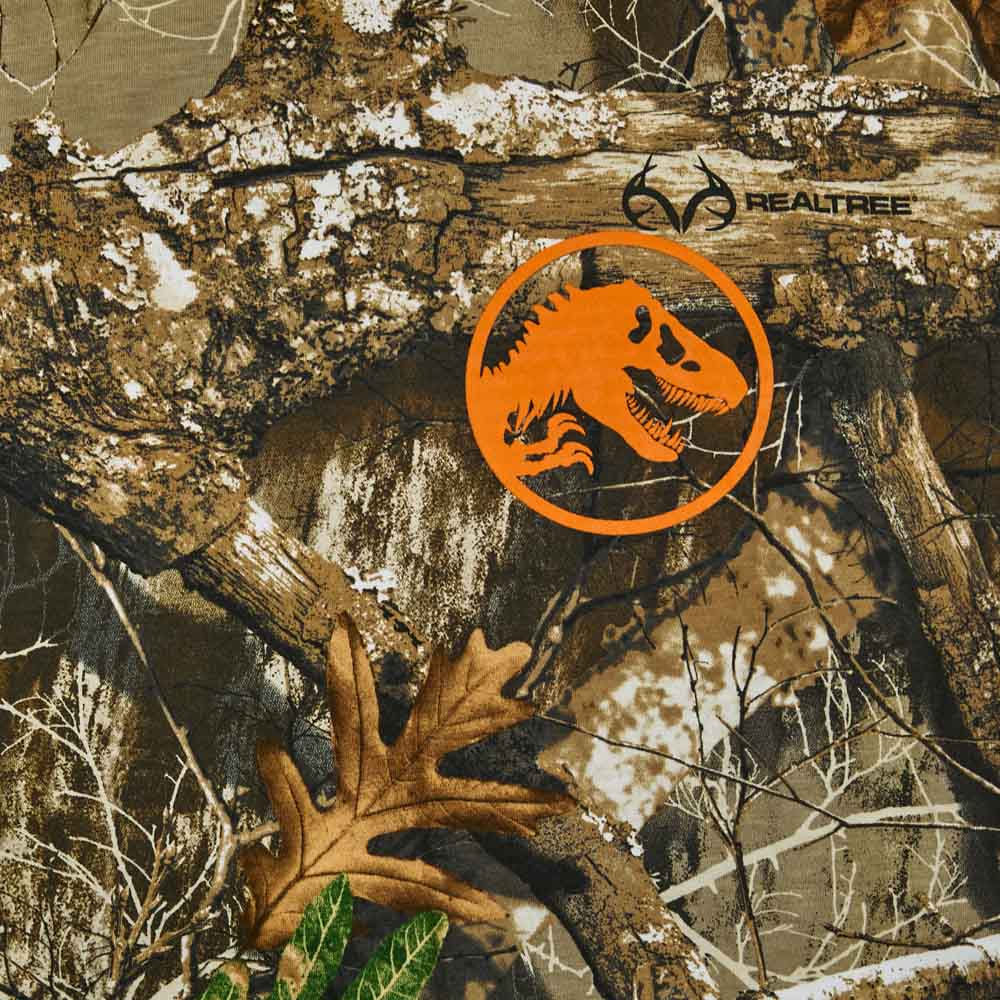 Jurassic Park Blaze Orange Logo Men's Camo Crew Neck Short Sleeve T-shirt