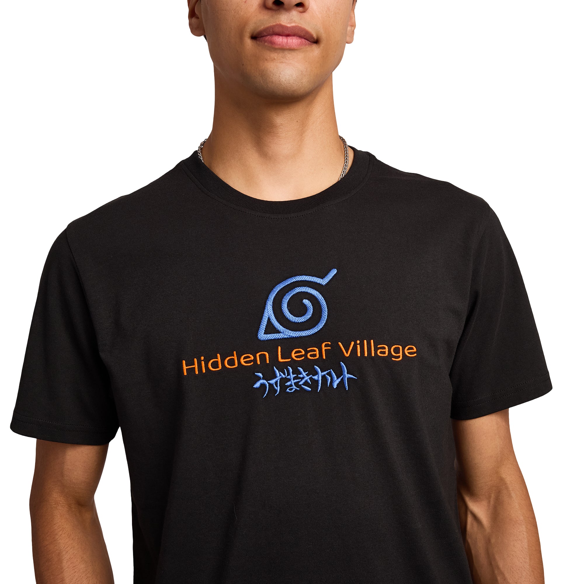 Naruto Shippuden Neon Character Line Art Men's Black Crew Neck Short Sleeve T-shirt