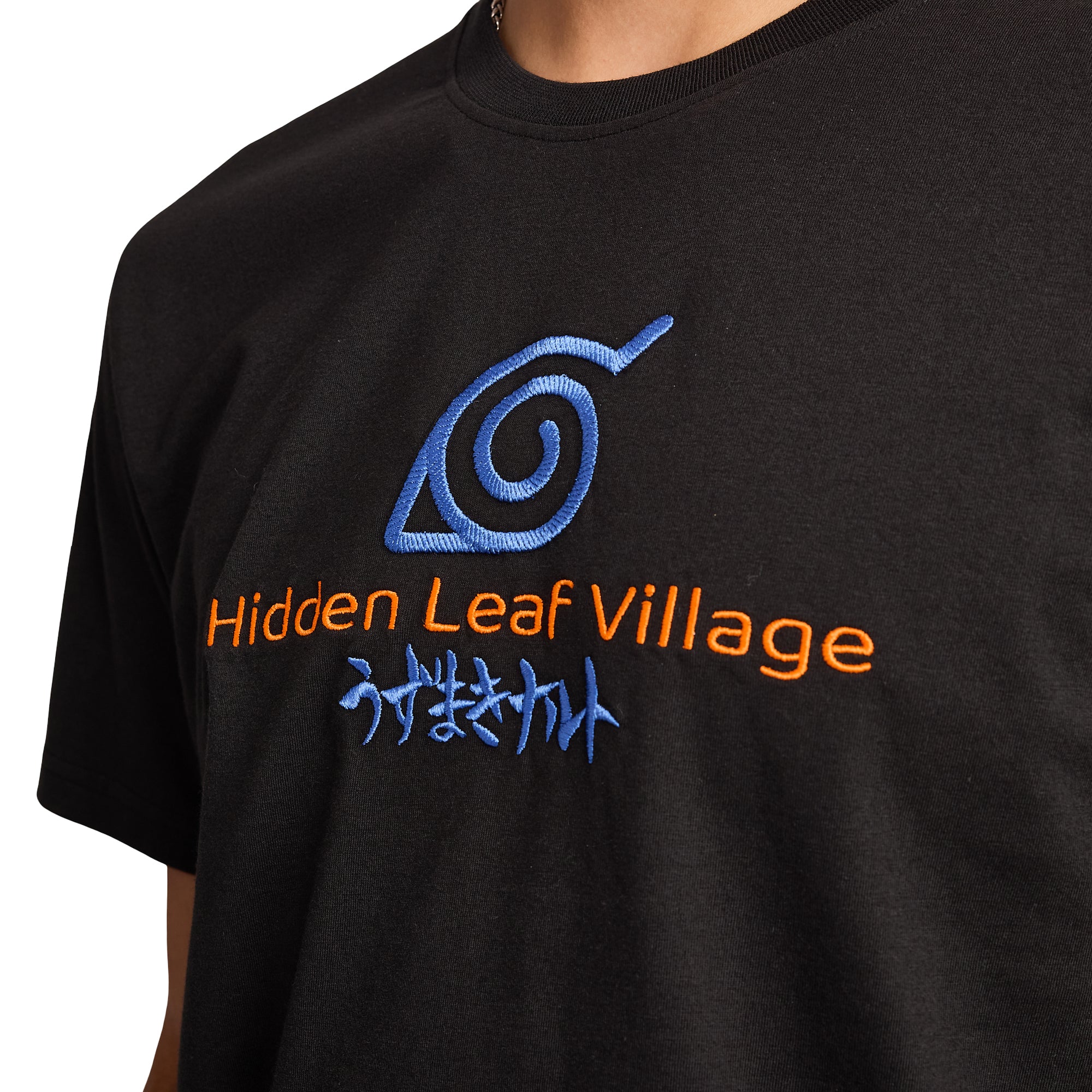 Naruto Shippuden Neon Character Line Art Men's Black Crew Neck Short Sleeve T-shirt