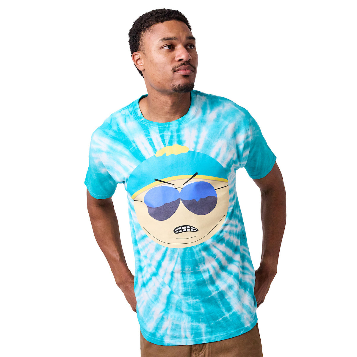 South Park Eric Cartman Men's Blue Tie Dye Short Sleeve Tee