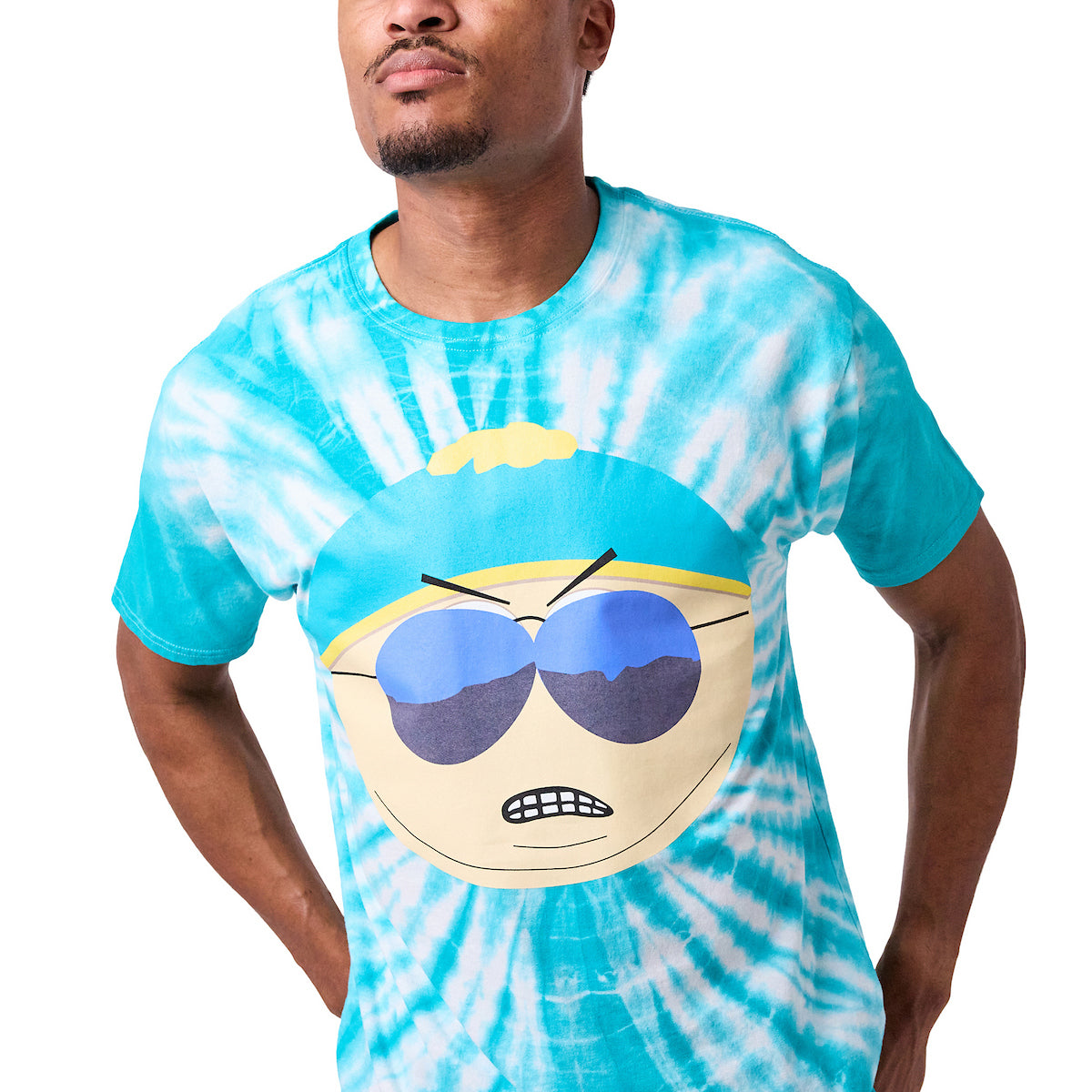 South Park Eric Cartman Men's Blue Tie Dye Short Sleeve Tee