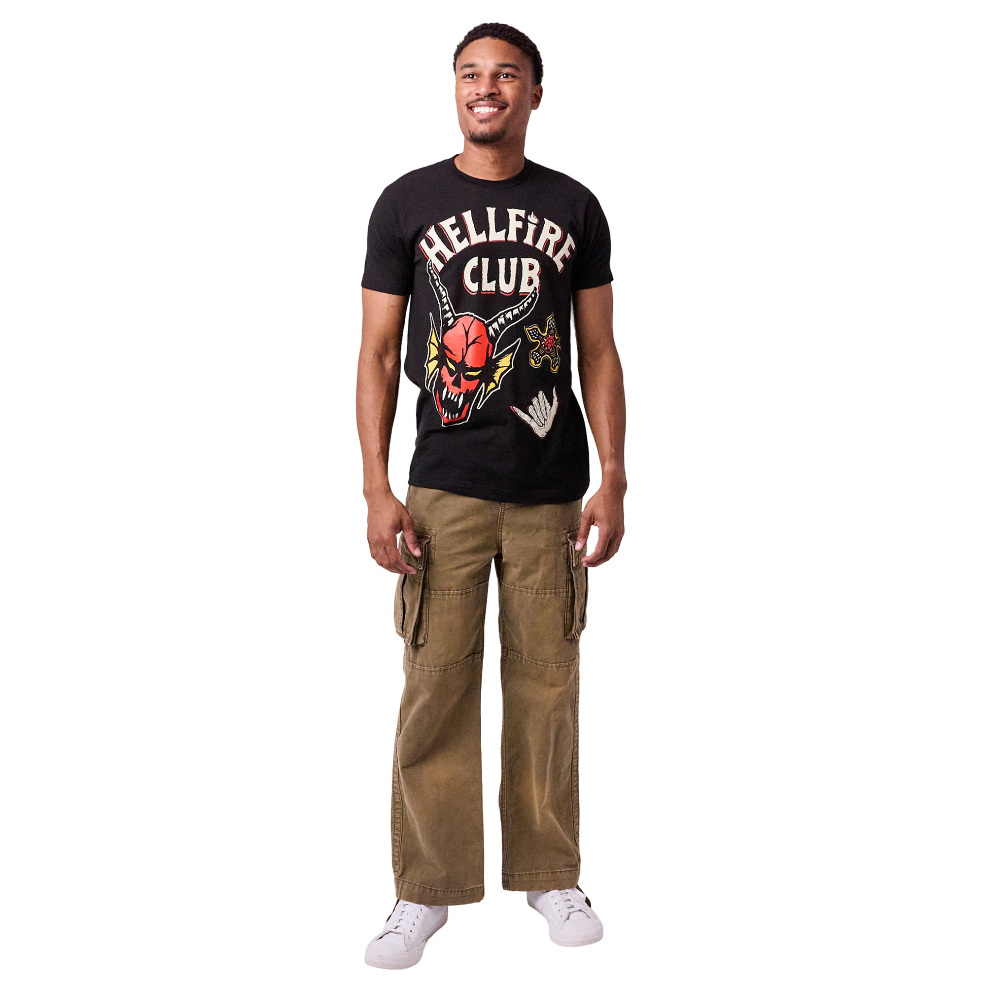 Stranger Things Hellfire Club Icons Men's Black Crew Neck Short Sleeve T-shirt