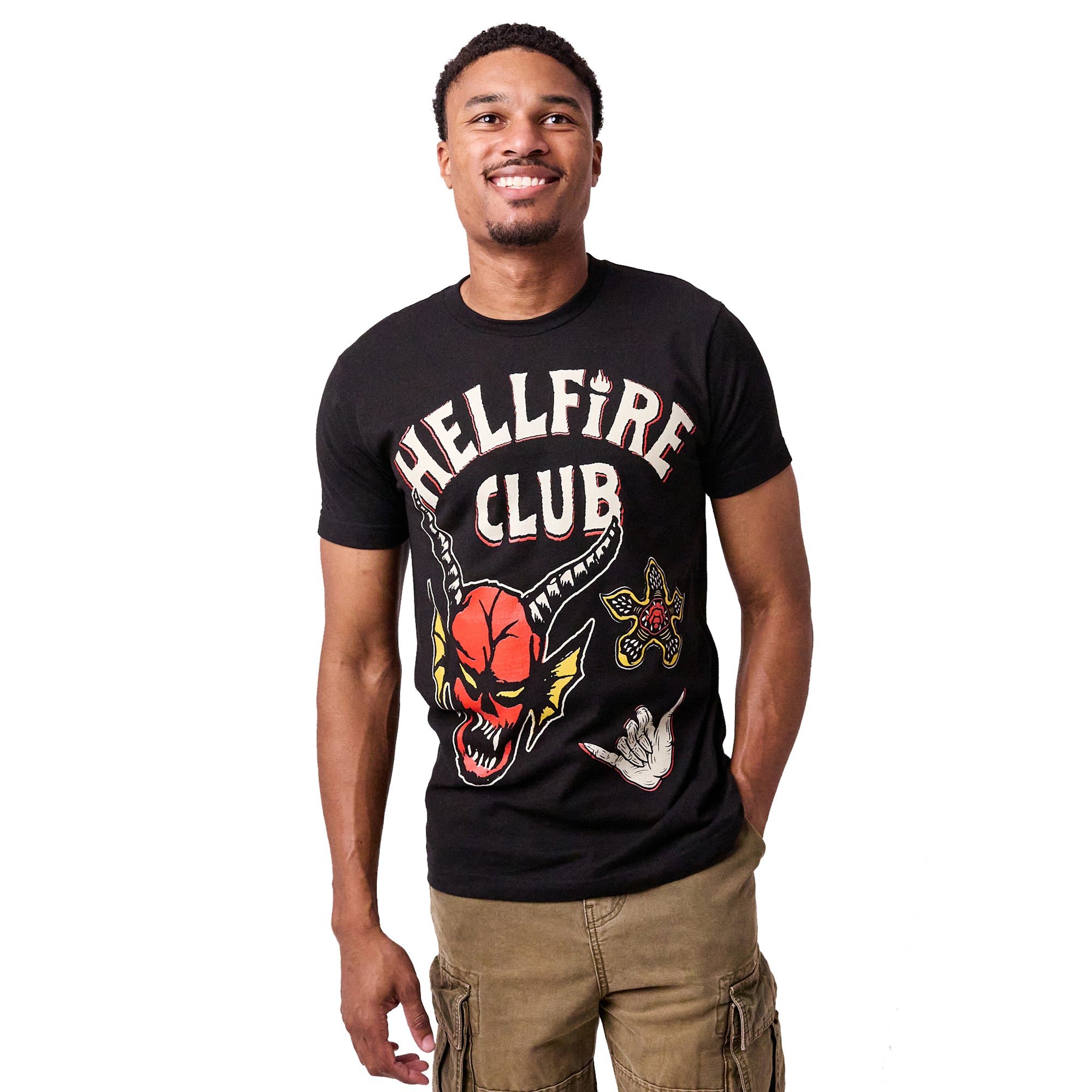 Stranger Things Hellfire Club Icons Men's Black Crew Neck Short Sleeve T-shirt