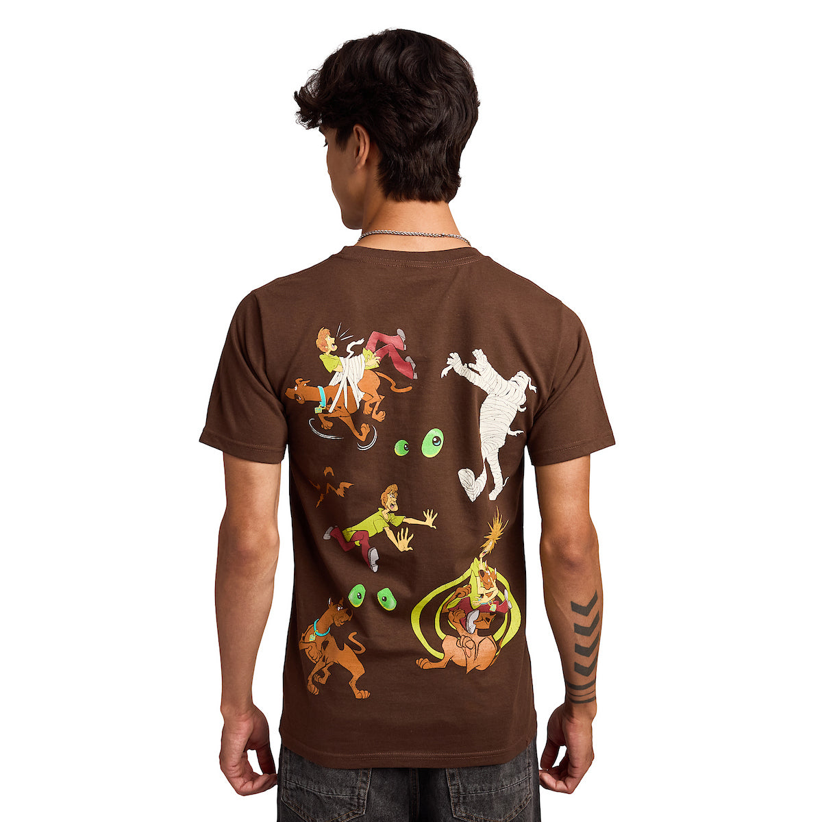 Scooby Doo Scooby Shaggy & Monsters Front & Back Art Men's Black Crew Neck Short Sleeve T-shirt