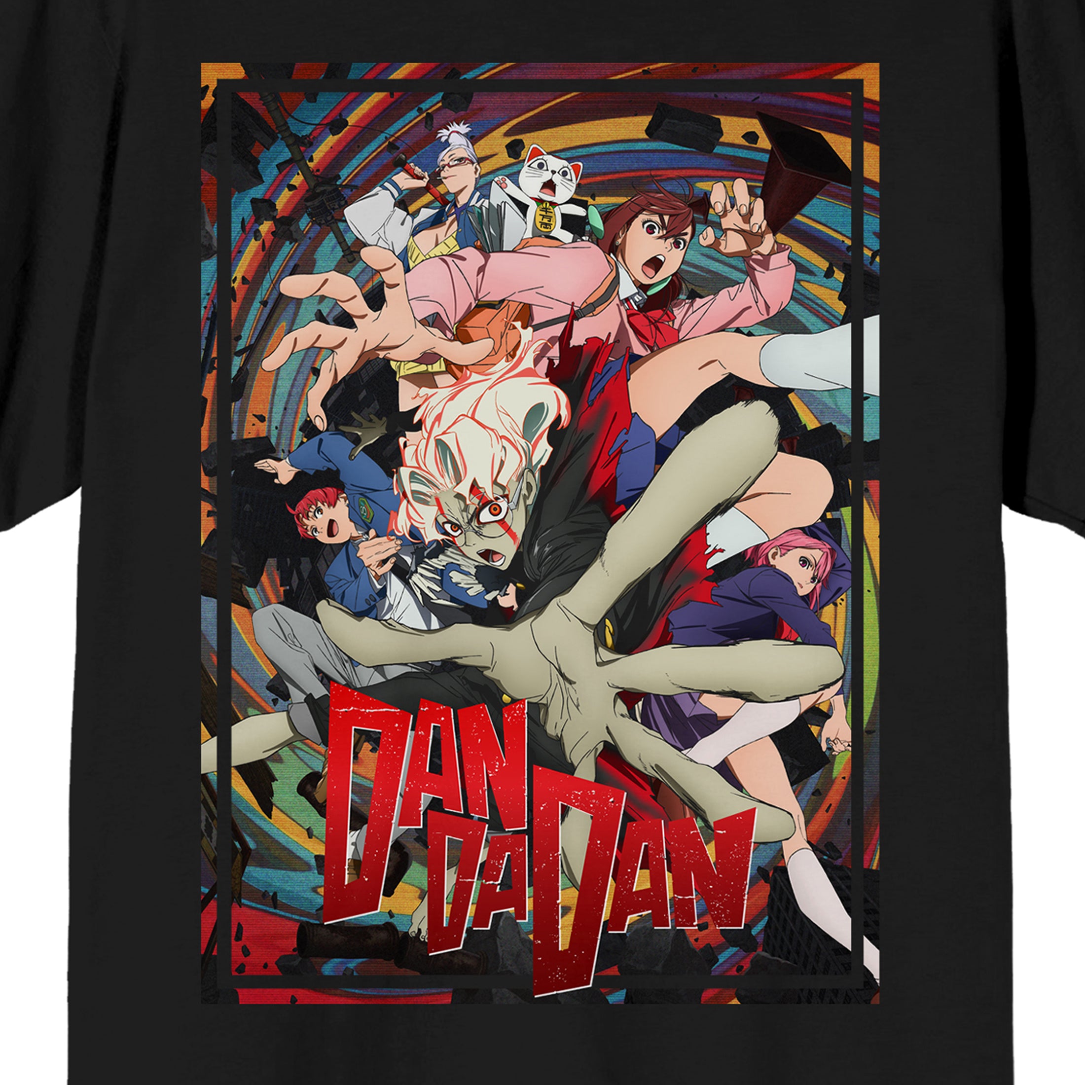 Dandadan Random Debris Adult Black Crew Neck Short Sleeve Tee