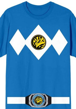 Power Rangers Blue Ranger Men's Blue Crew Neck Short Sleeve Cosplay Tee
