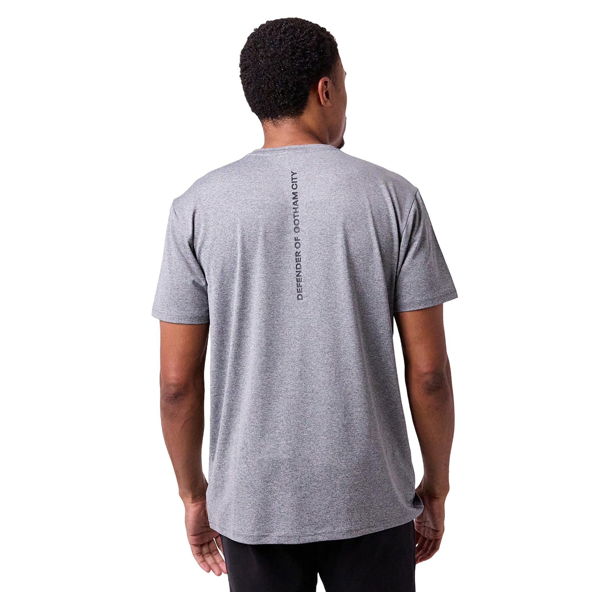 Batman Defender Of Gotham City Logo Men's Athletic Heather Crew Neck Short Sleeve Gym Performance Tee Shirt