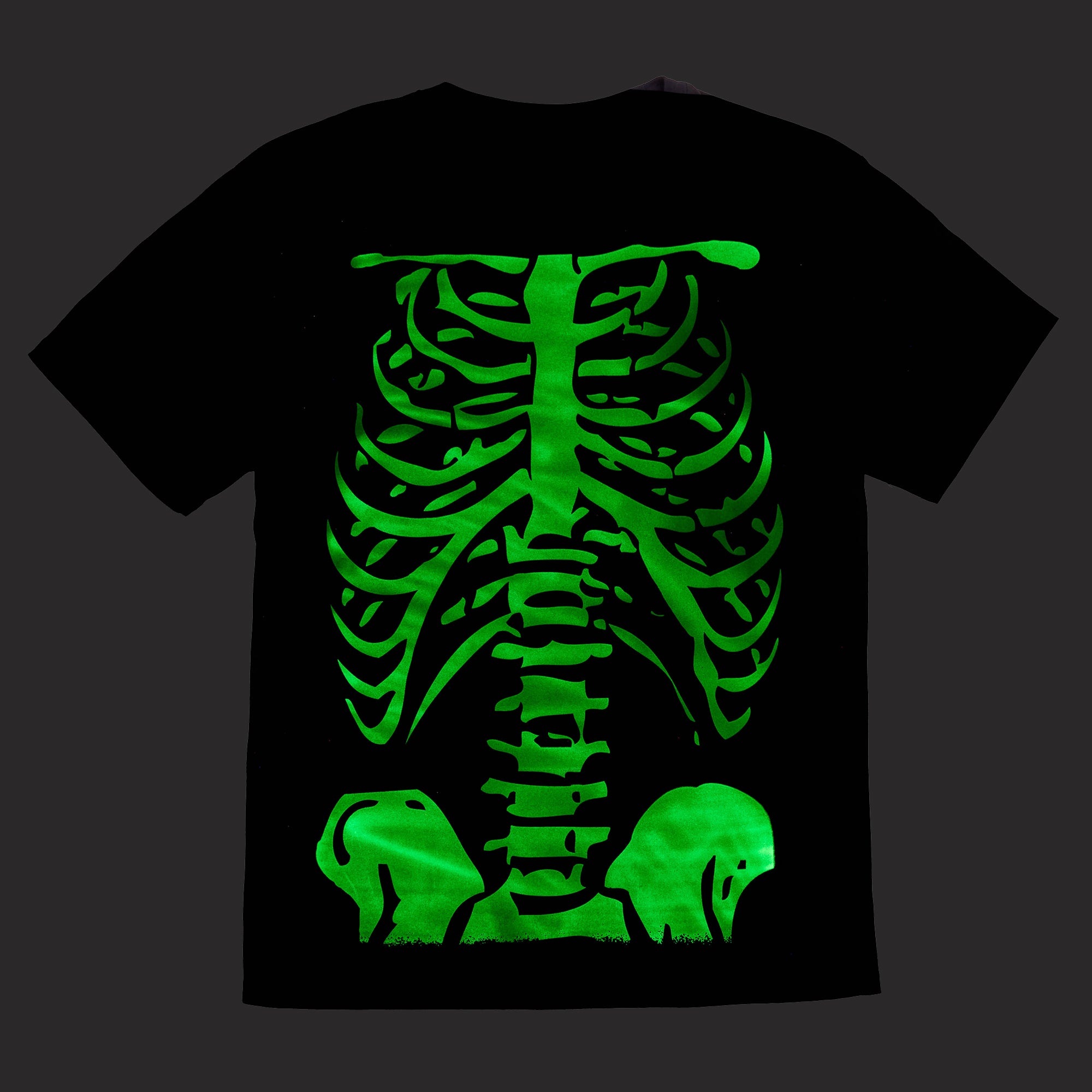 Skeleton Halloween Costume Men's Black Short Sleeve Glow In The Dark Tee