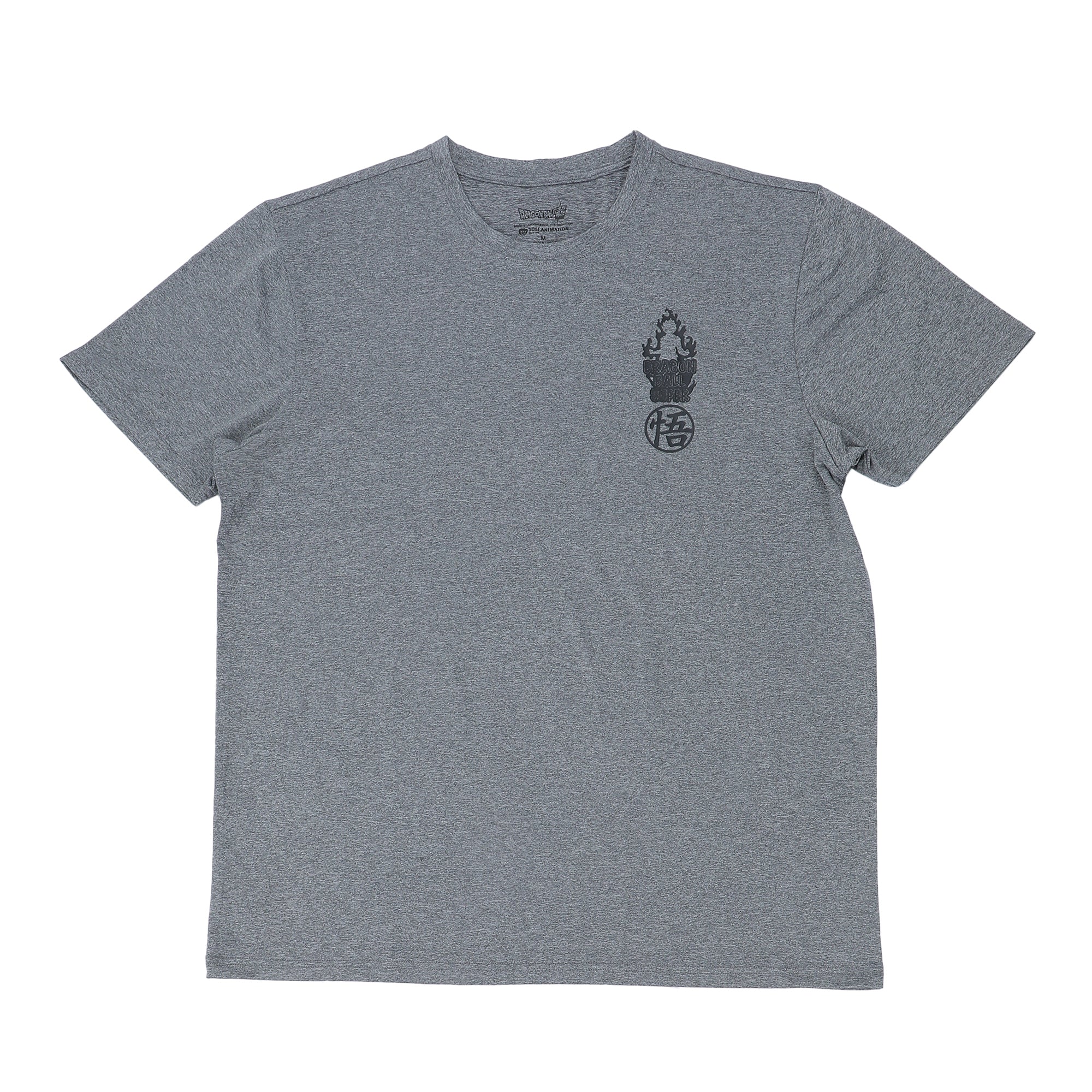 Dragon Ball Super Fiery Silhouette & Kanji Men's Athletic Heather Crew Neck Short Sleeve Performance Gym Tee Shirt