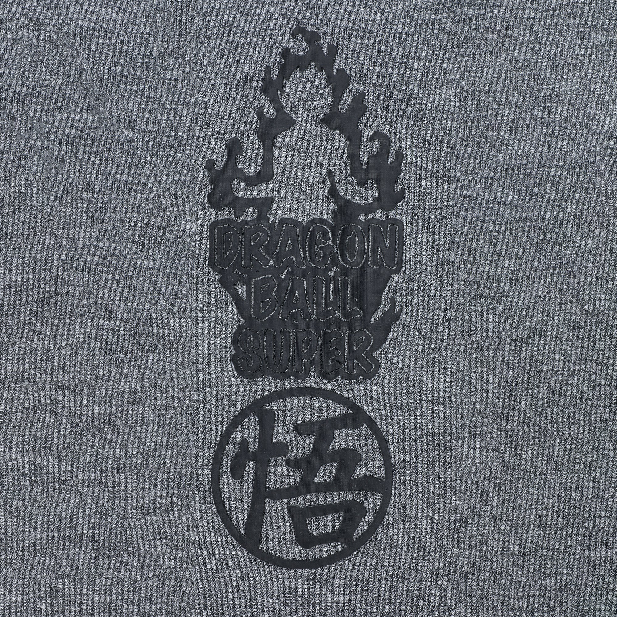 Dragon Ball Super Fiery Silhouette & Kanji Men's Athletic Heather Crew Neck Short Sleeve Performance Gym Tee Shirt